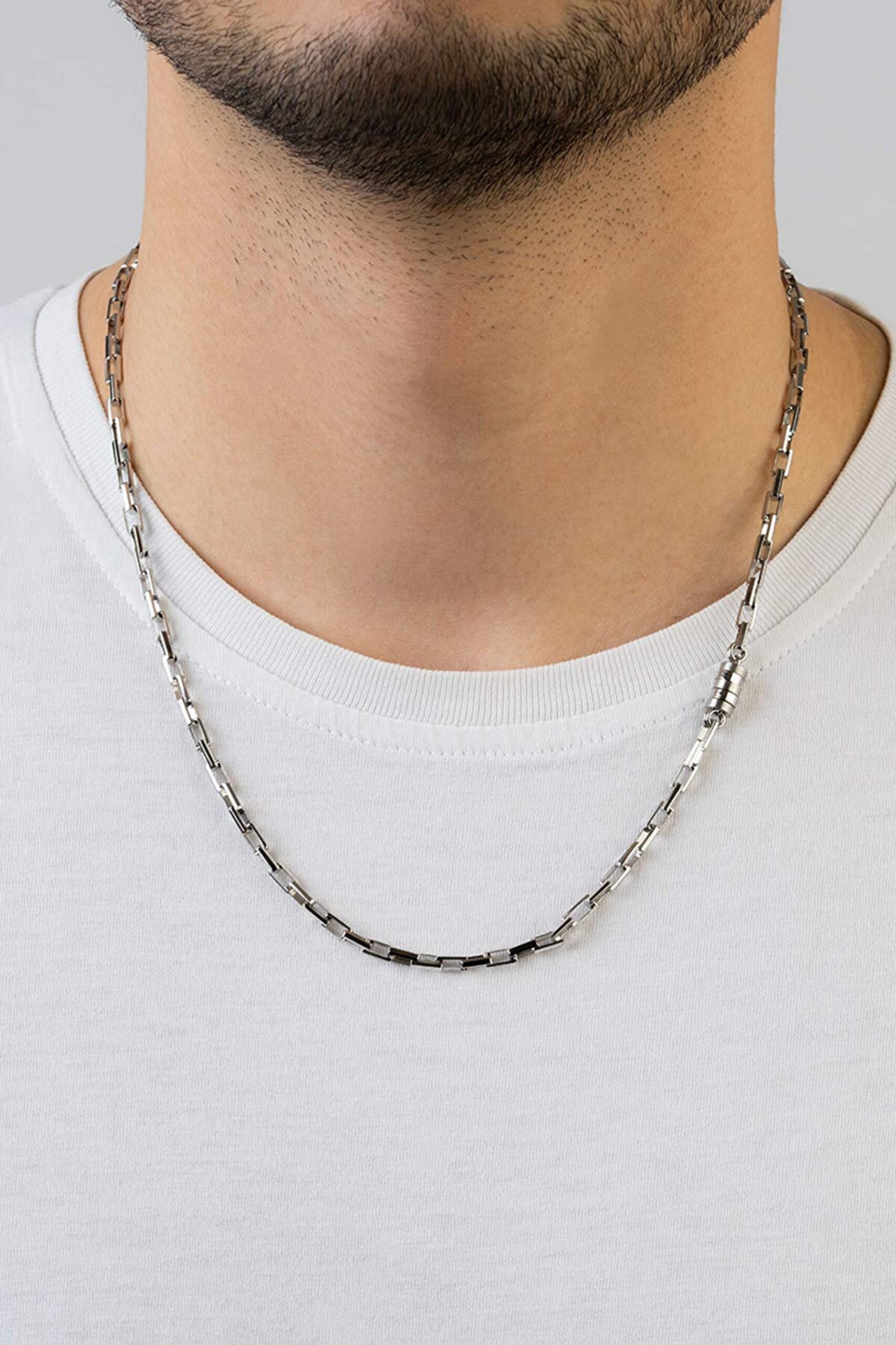 İtalyan 56 Cm Gümüş Erkek Zincir Kolye - 1