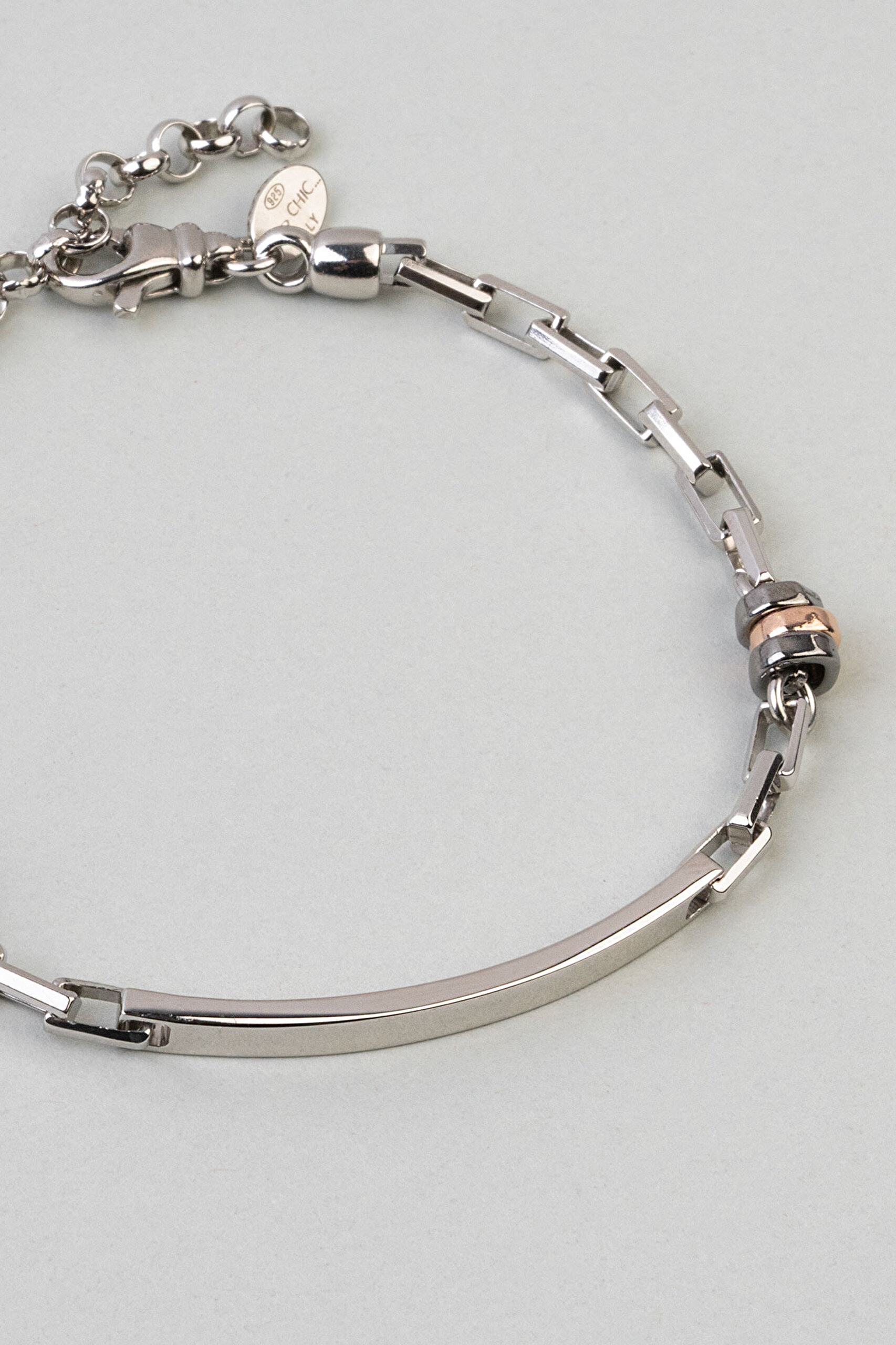 ⁠ İtalyan Metalik Stil 21 Cm Gümüş Erkek Zincir Bileklik_4}