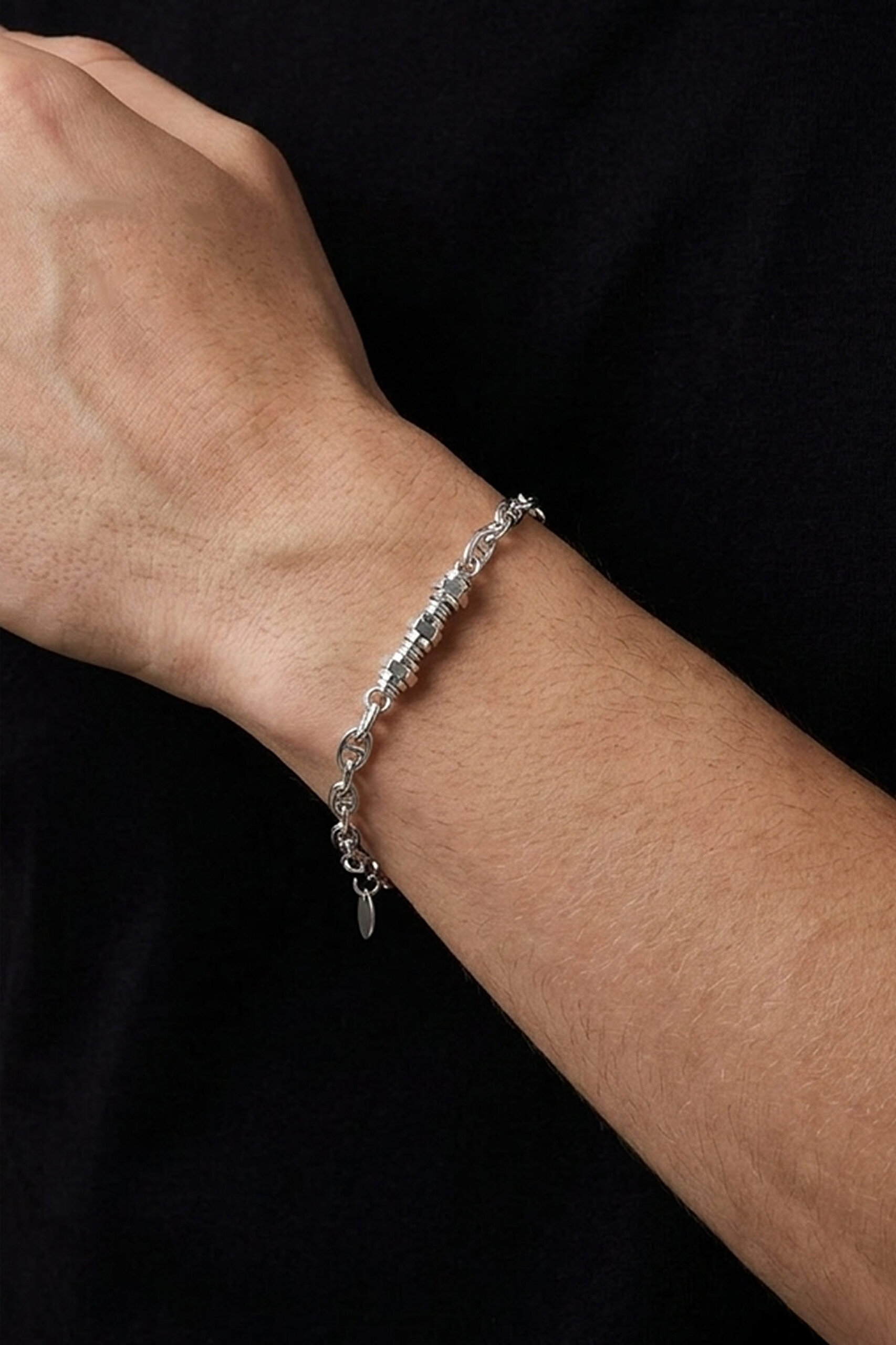 İtalyan  21 Cm Gümüş Erkek Zincir Bileklik - 1