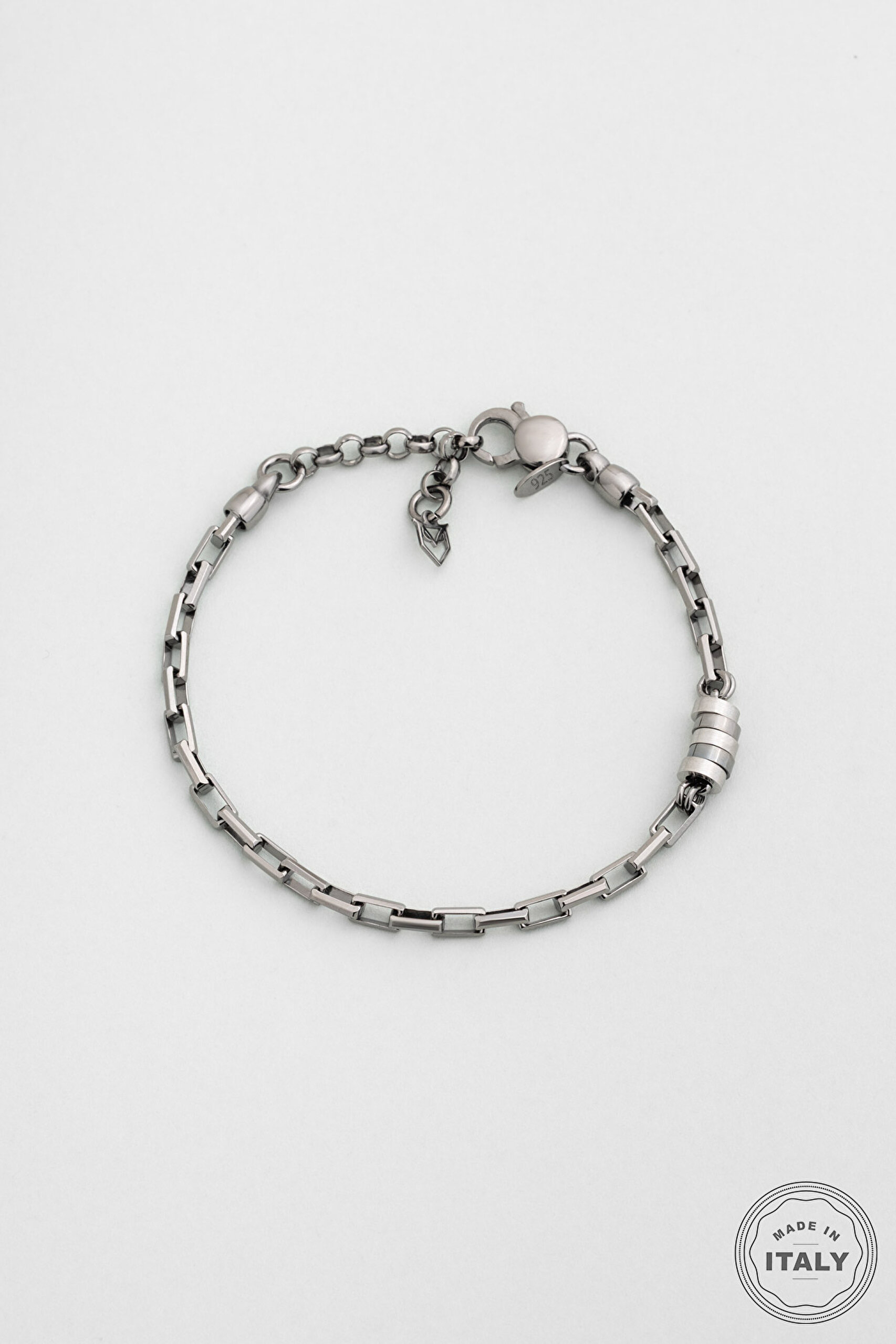 ⁠ Orion İtalyan Rutenyum Kaplama 21 Cm Gümüş Erkek Bileklik_0}