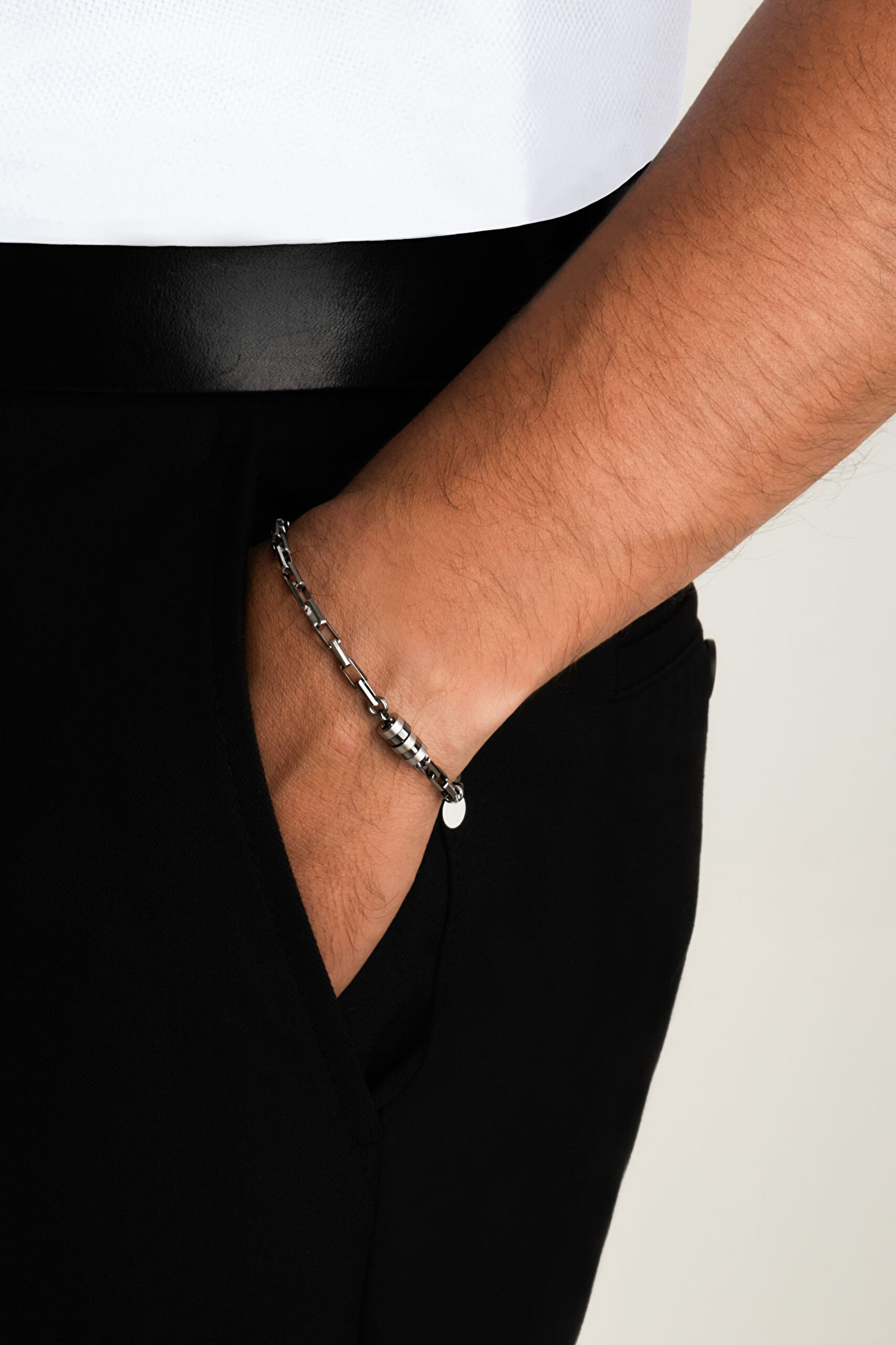 ⁠ Orion İtalyan Rutenyum Kaplama 21 Cm Gümüş Erkek Bileklik_3}