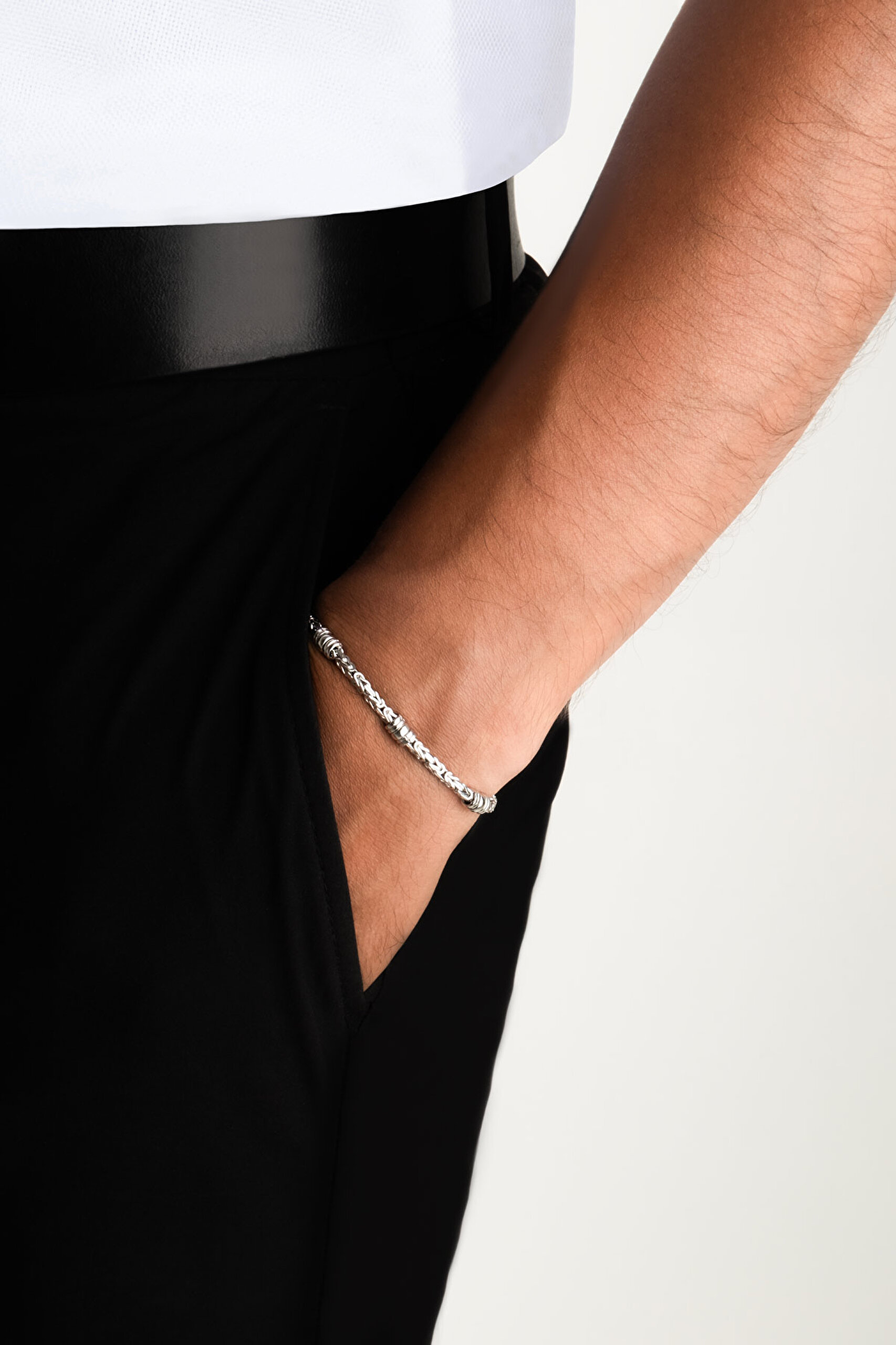 ⁠ İtalyan  21 Cm Gümüş Erkek Kral Zincir Bileklik_3}