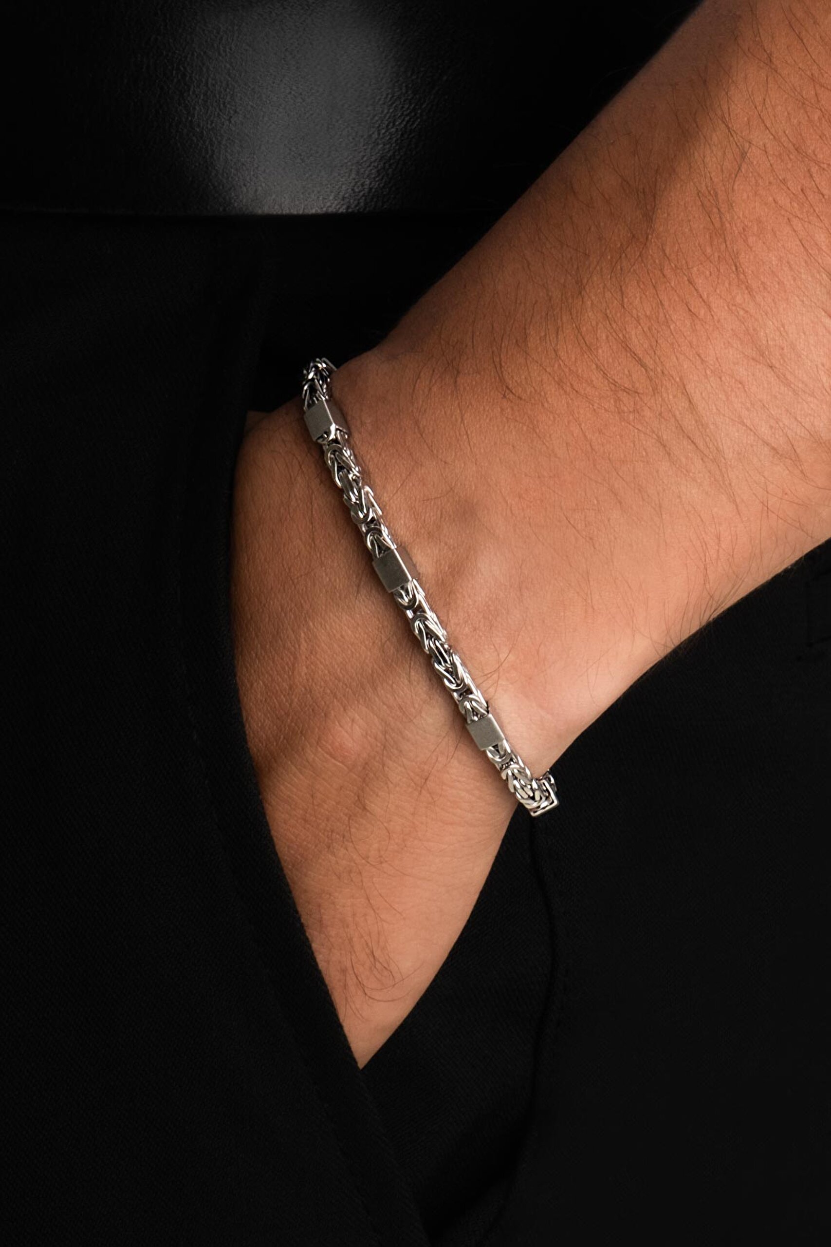 ⁠ Janus İtalyan Gümüş Erkek Zincir Bileklik_1}