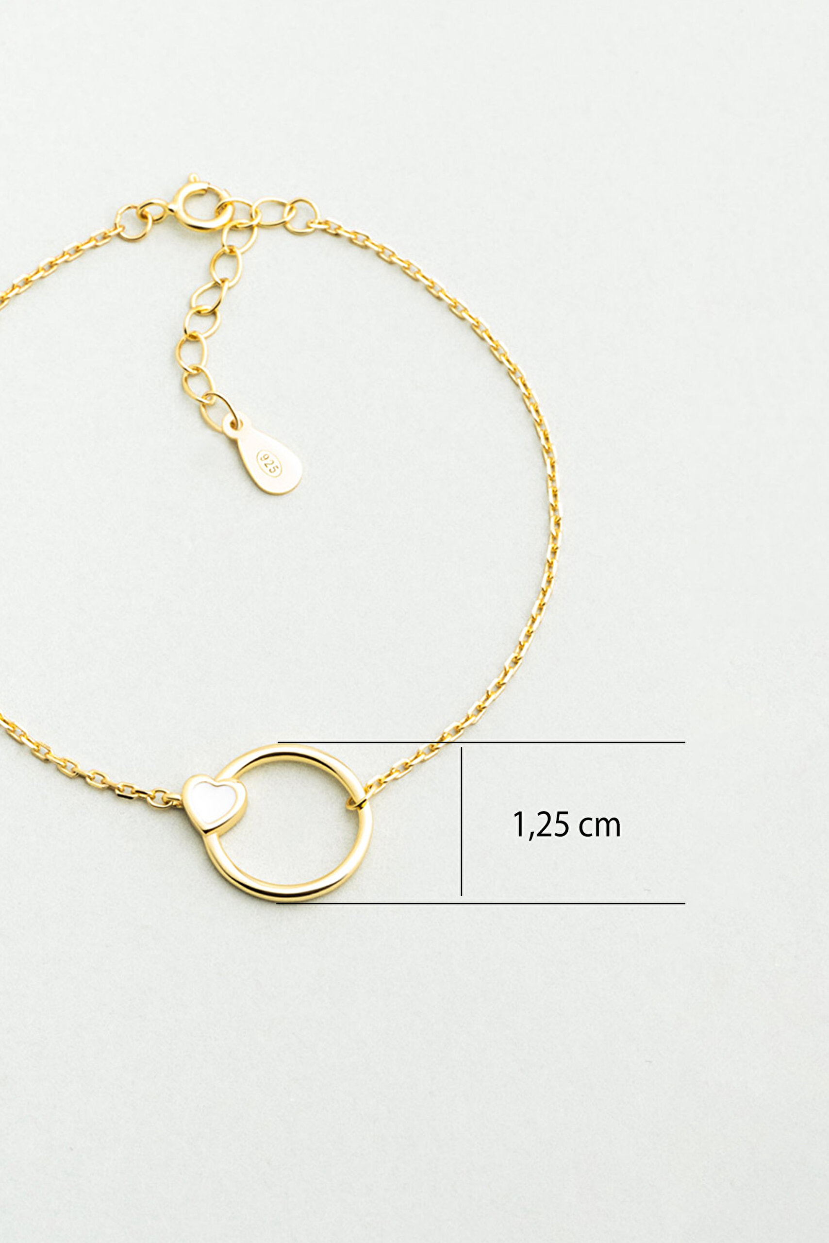 ⁠ İtalyan Kalp 18 Ayar Sarı Altın Kaplama 18 Cm Gümüş Bileklik_2}