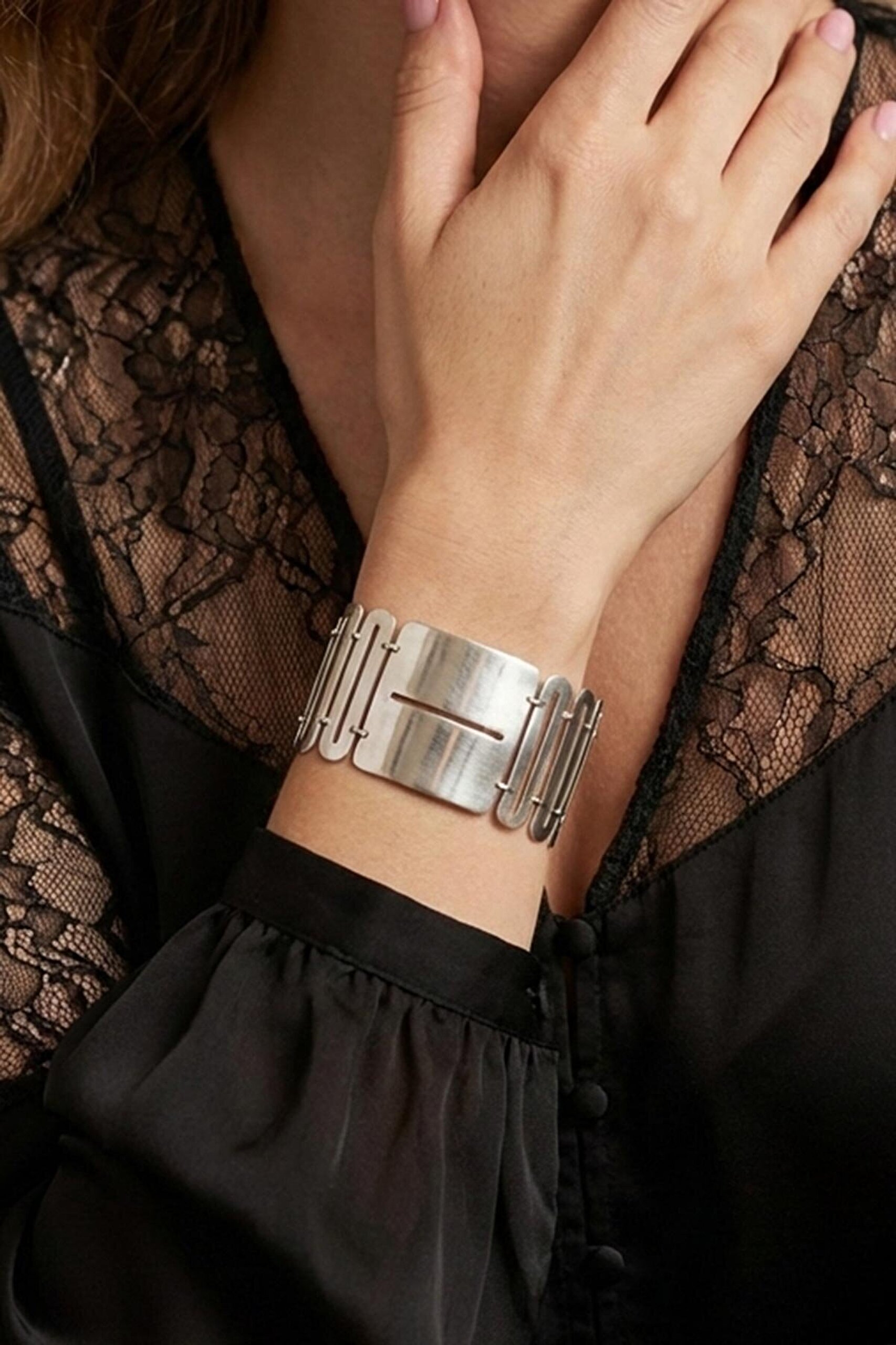 İtalyan 18 Ayar Beyaz Altın Kaplama 20 Cm Gümüş Bileklik - 1