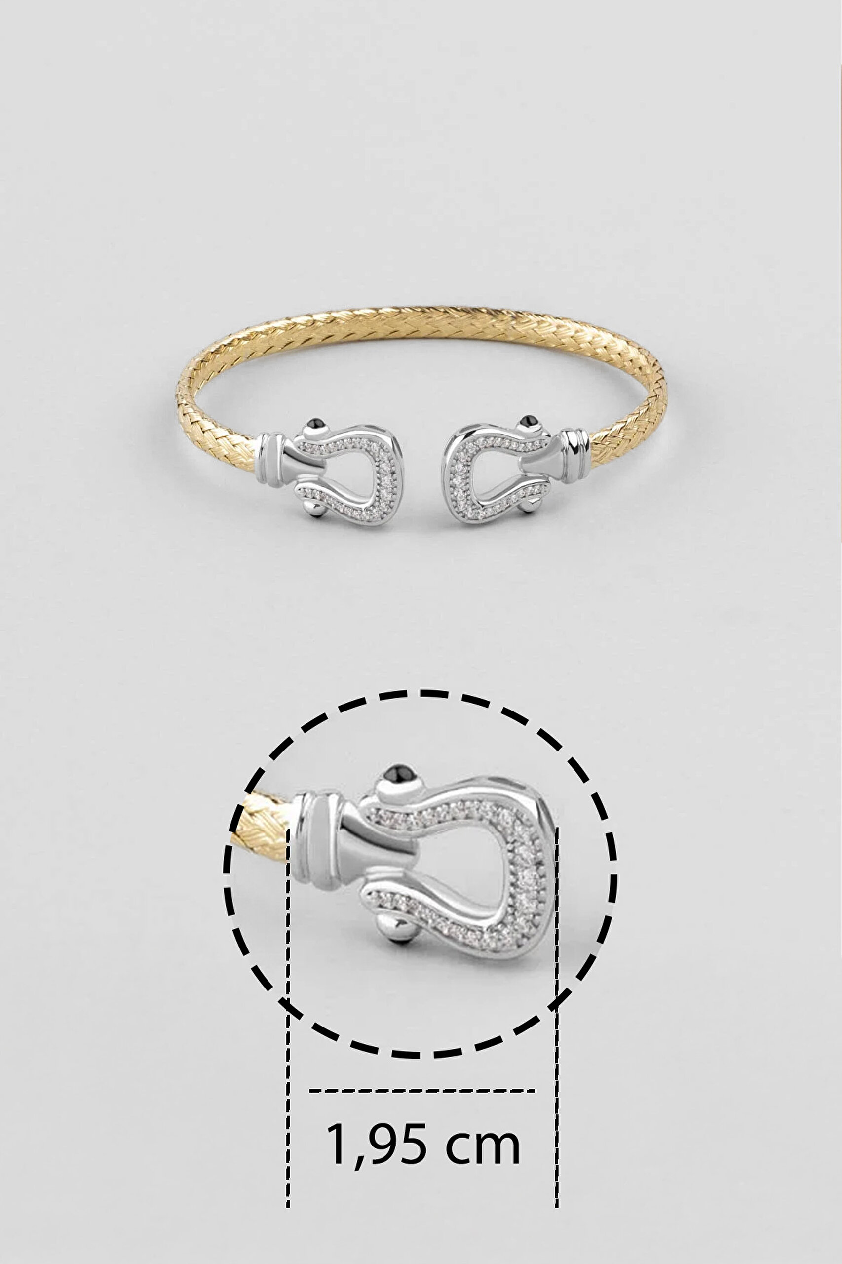 ⁠ İtalyan Aura 18 Ayar Sarı Altın Kaplama Gümüş Kelepçe Bileklik_2}