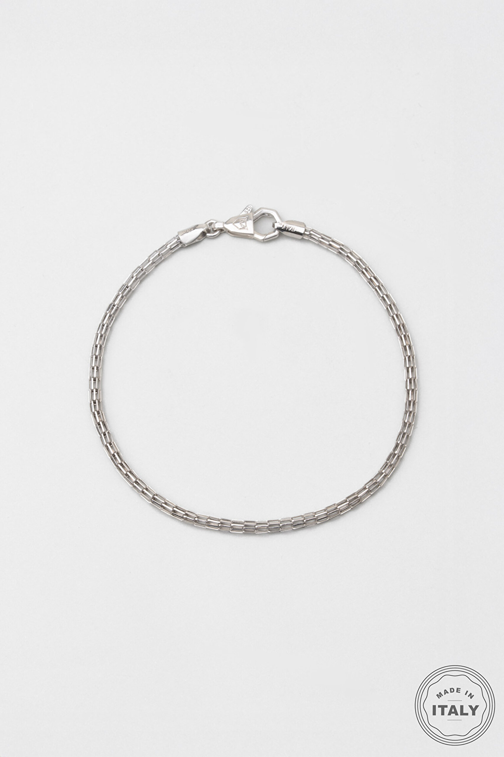 ⁠ İtalyan 18 Ayar Beyaz Altın Kaplama Gümüş Unisex Bileklik_0}