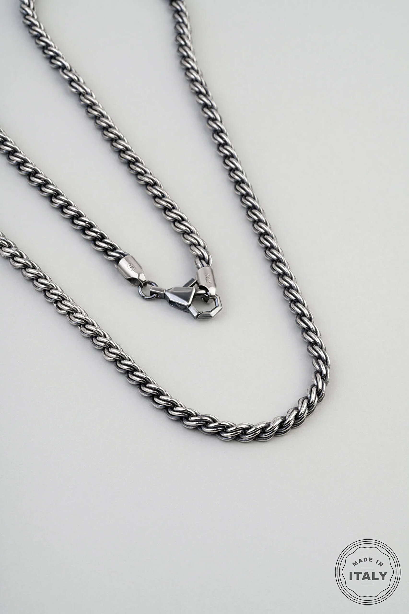 İtalyan 60 Cm Gümüş Erkek Zincir  Kolye