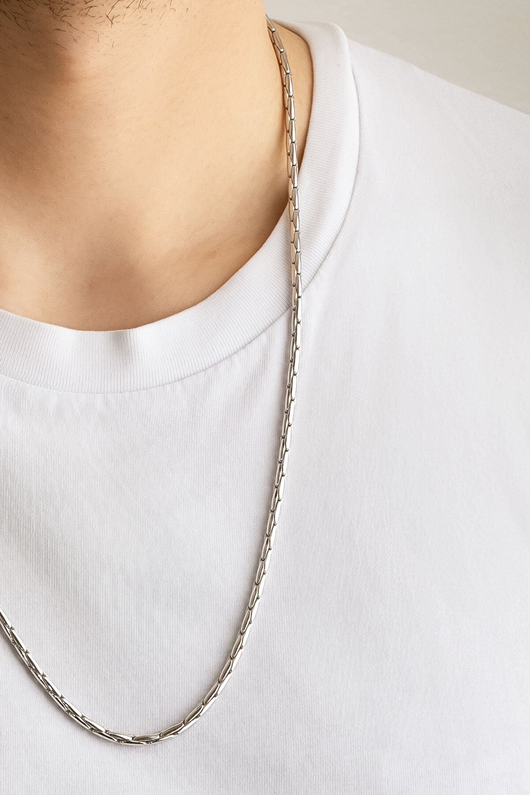 İtalyan 70 Cm Gümüş Erkek Kolye - 1