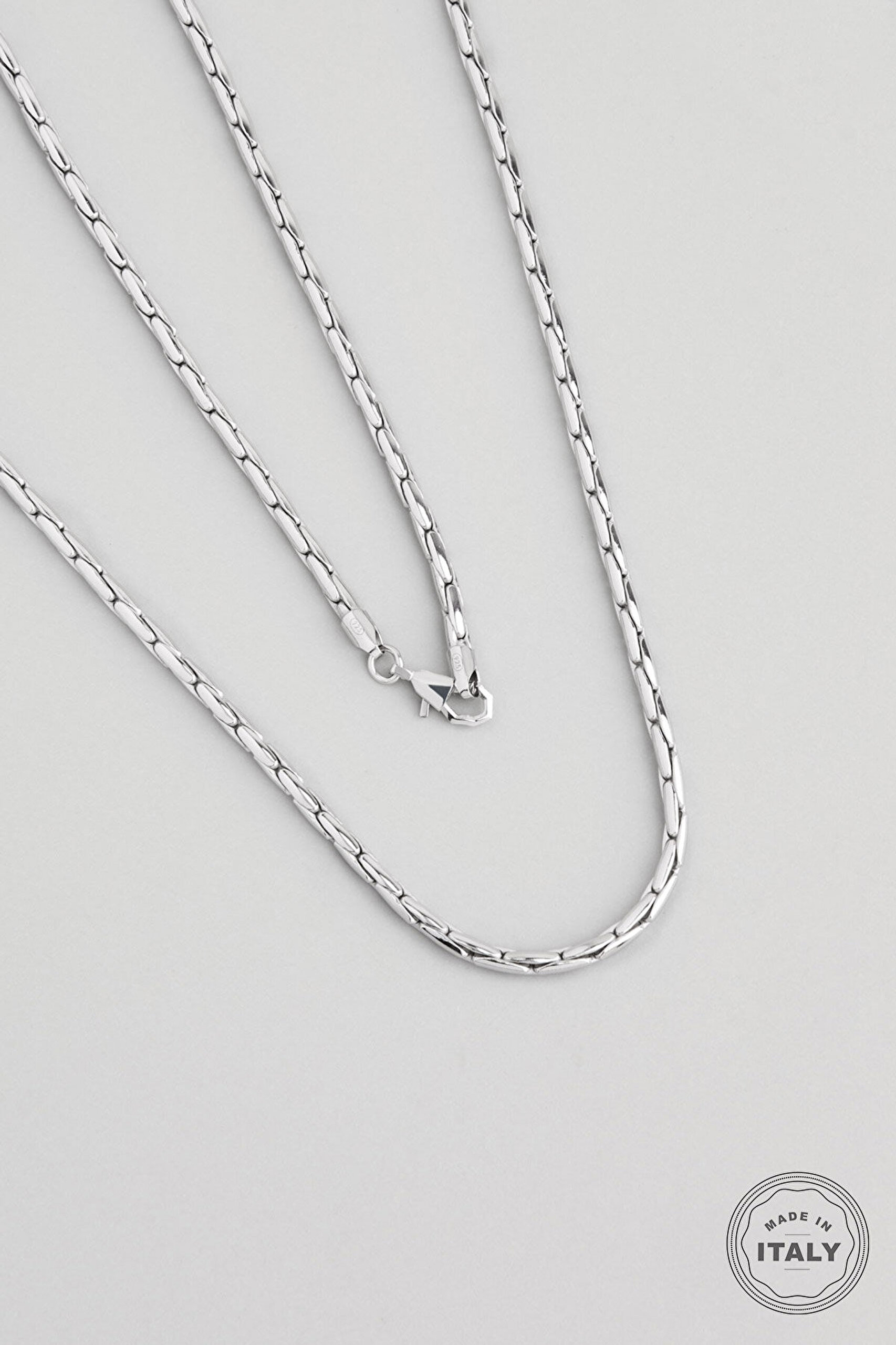 İtalyan 70 Cm Gümüş Erkek Kolye - 0