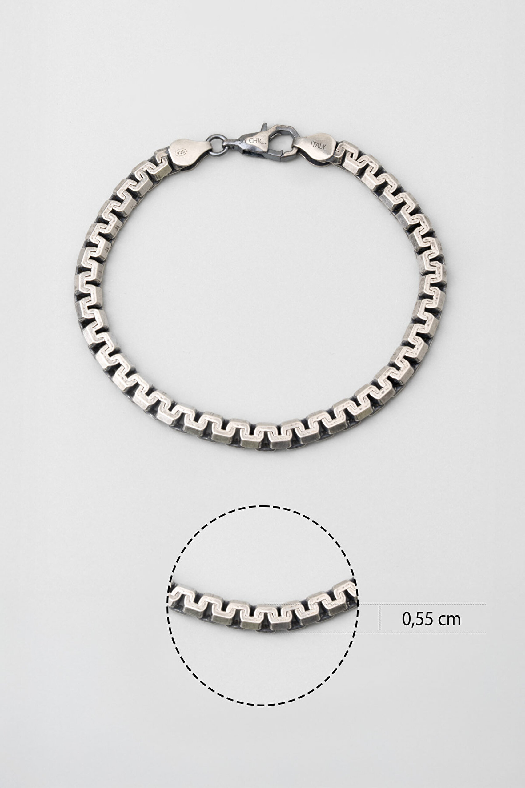 ⁠ İtalyan Mekanik Stil 21 Cm  Gümüş Erkek Bileklik_2}