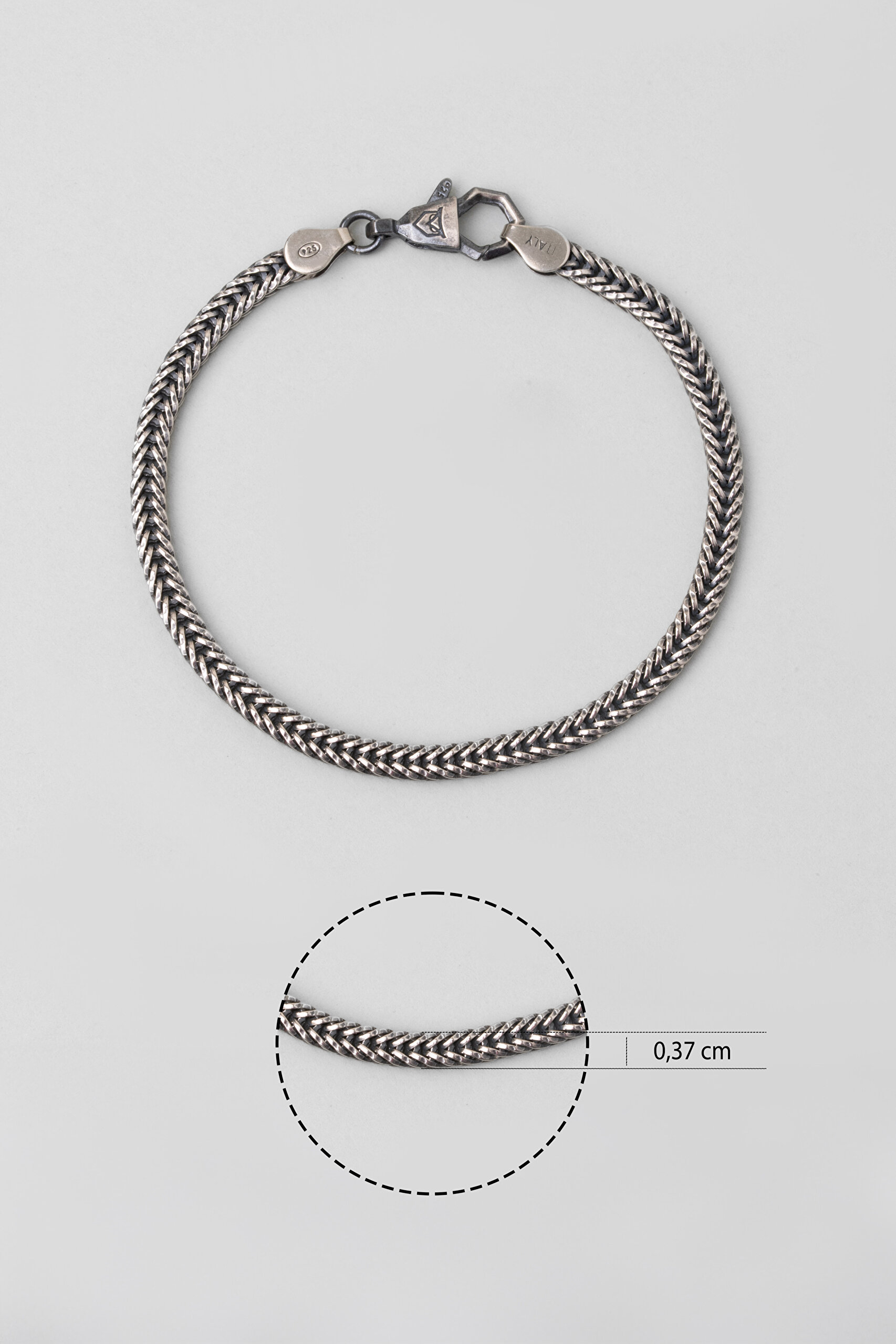 ⁠ İtalyan Örgü Model Gümüş Erkek Bileklik_2}