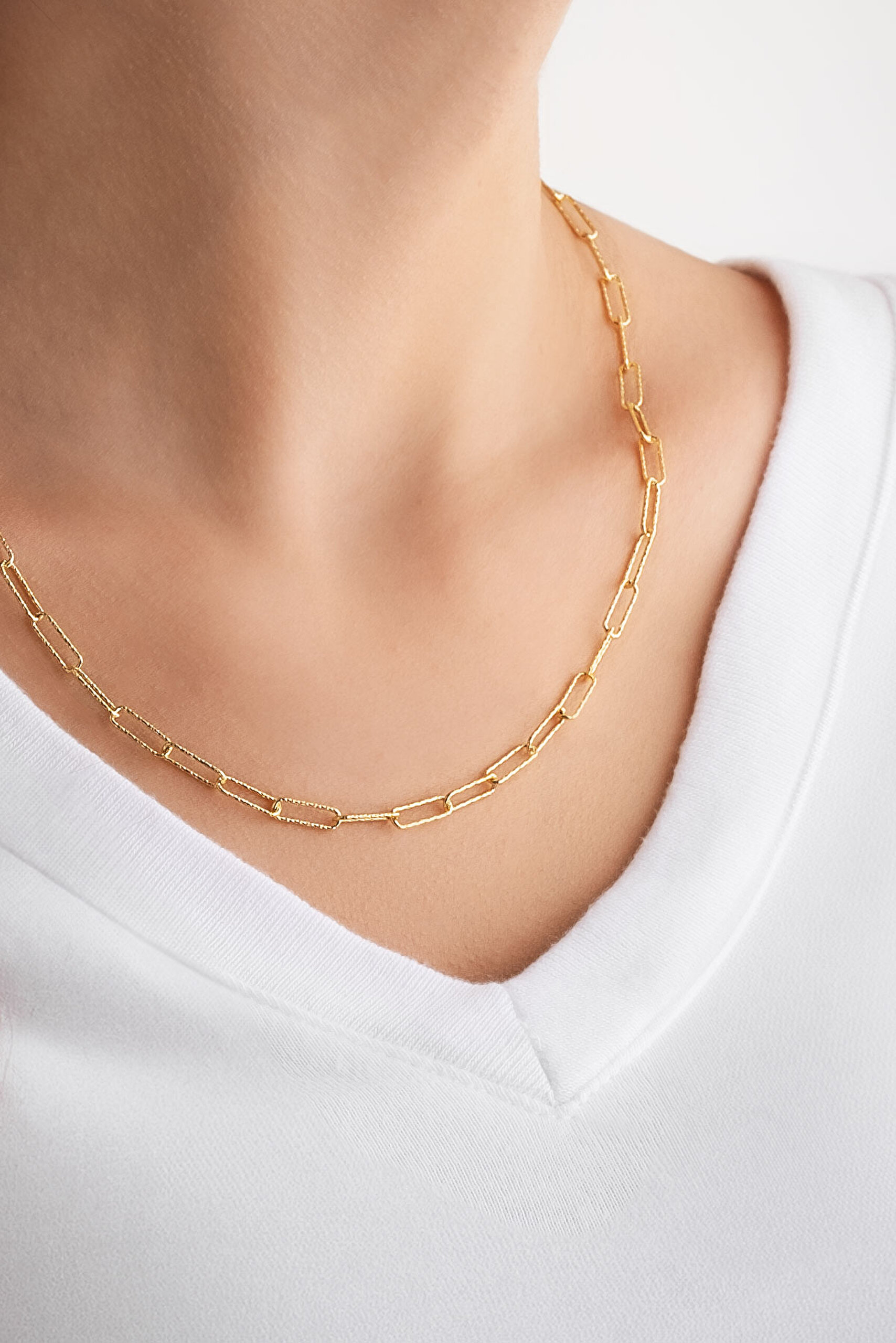 ⁠ İtalyan 18 Ayar Sarı Altın Kaplama 45 Cm Gümüş Zincir Kolye_3}