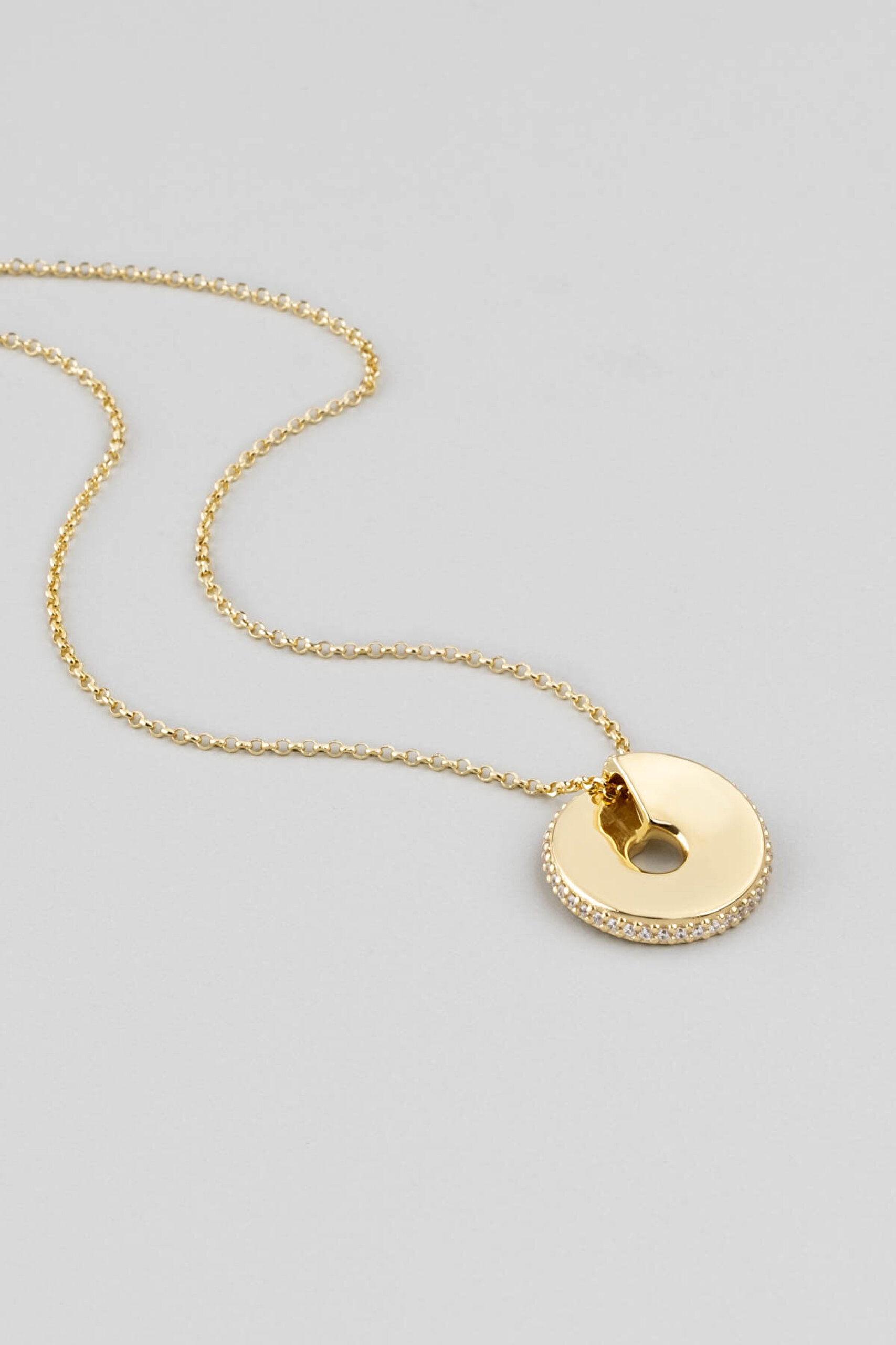 İtalyan 18 Ayar Sarı Altın Kaplama 45 Cm Gümüş Kolye - 1