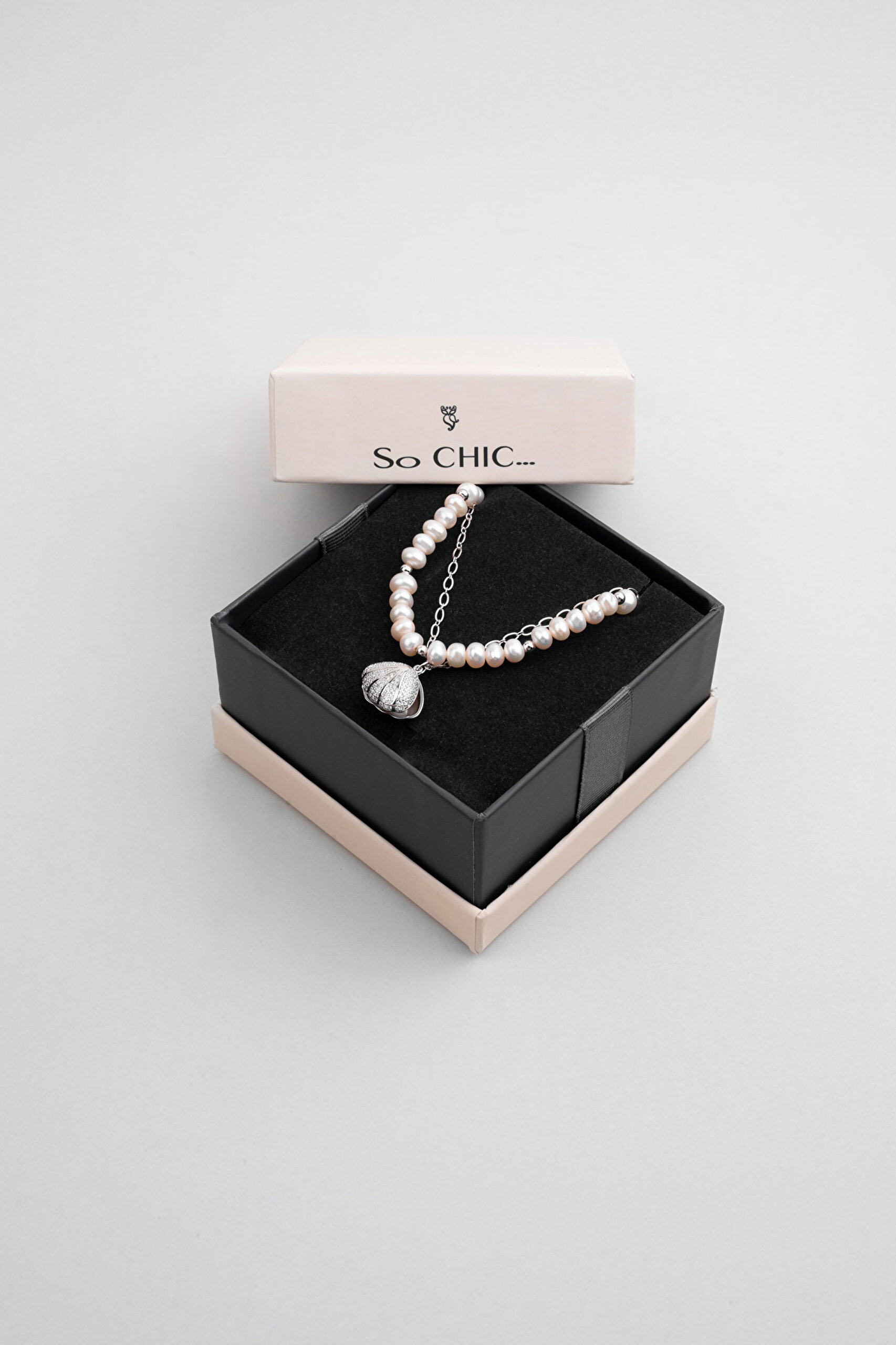 ⁠ Saklı İnci 18 Ayar Beyaz Altın Kaplama 45 Cm Gümüş Tasarım Kolye_5}