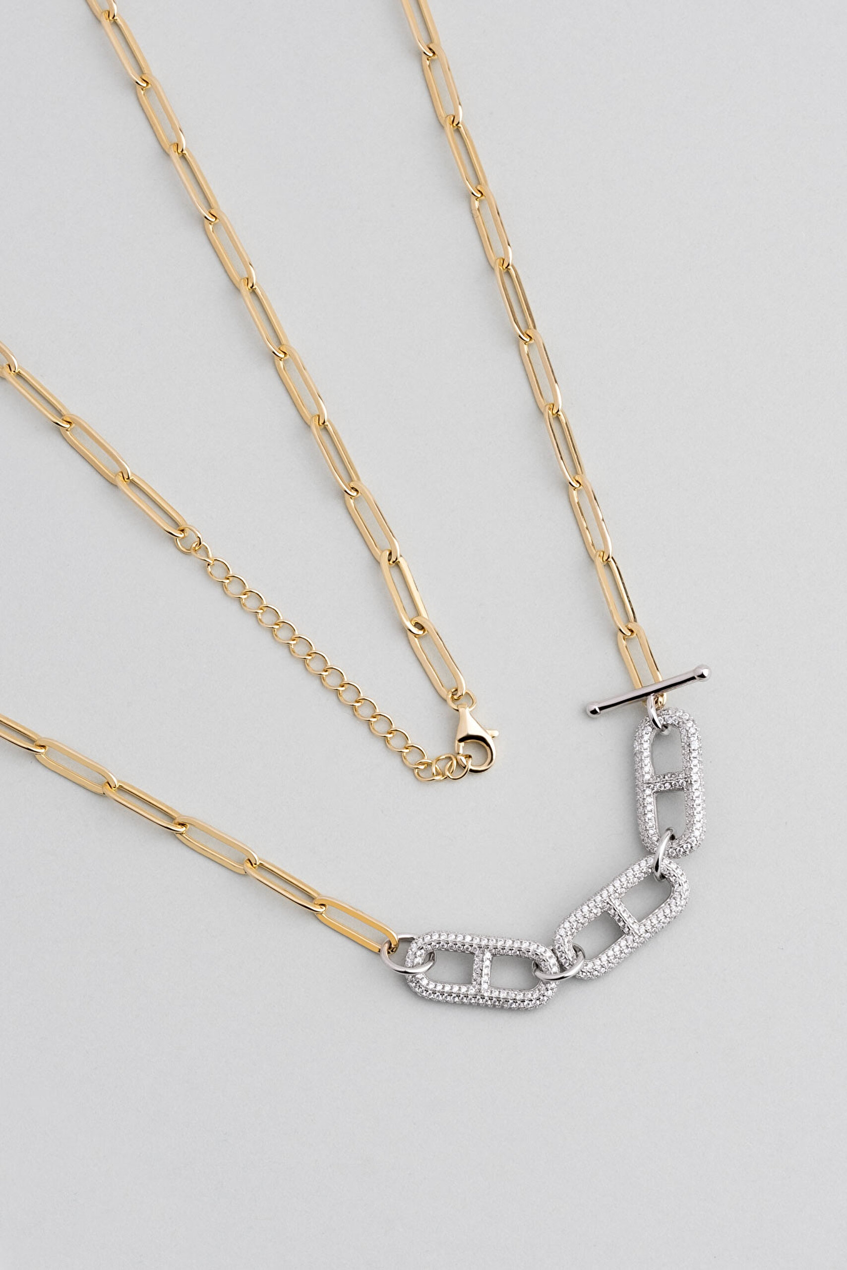 ⁠ Back To Future 18 Ayar Sarı Altın Kaplama 43 Cm Gümüş Zincir Kolye_0}