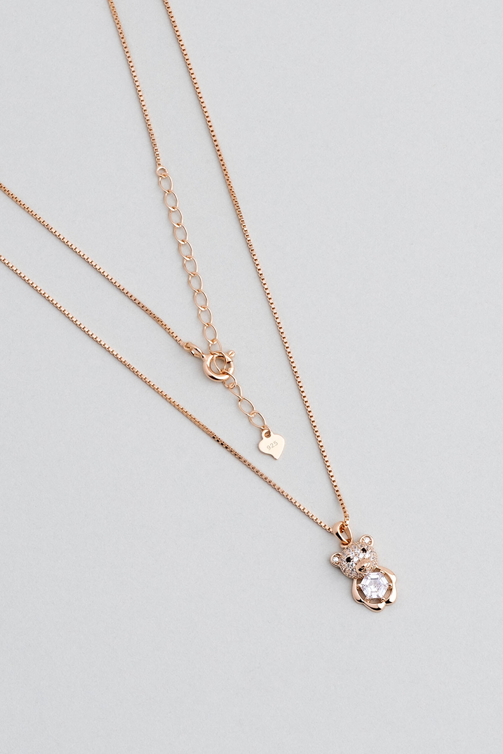 ⁠ Sevlimli Ayıcık 18 Ayar Rose Altın Kaplama 45 Cm Gümüş Kolye_0}