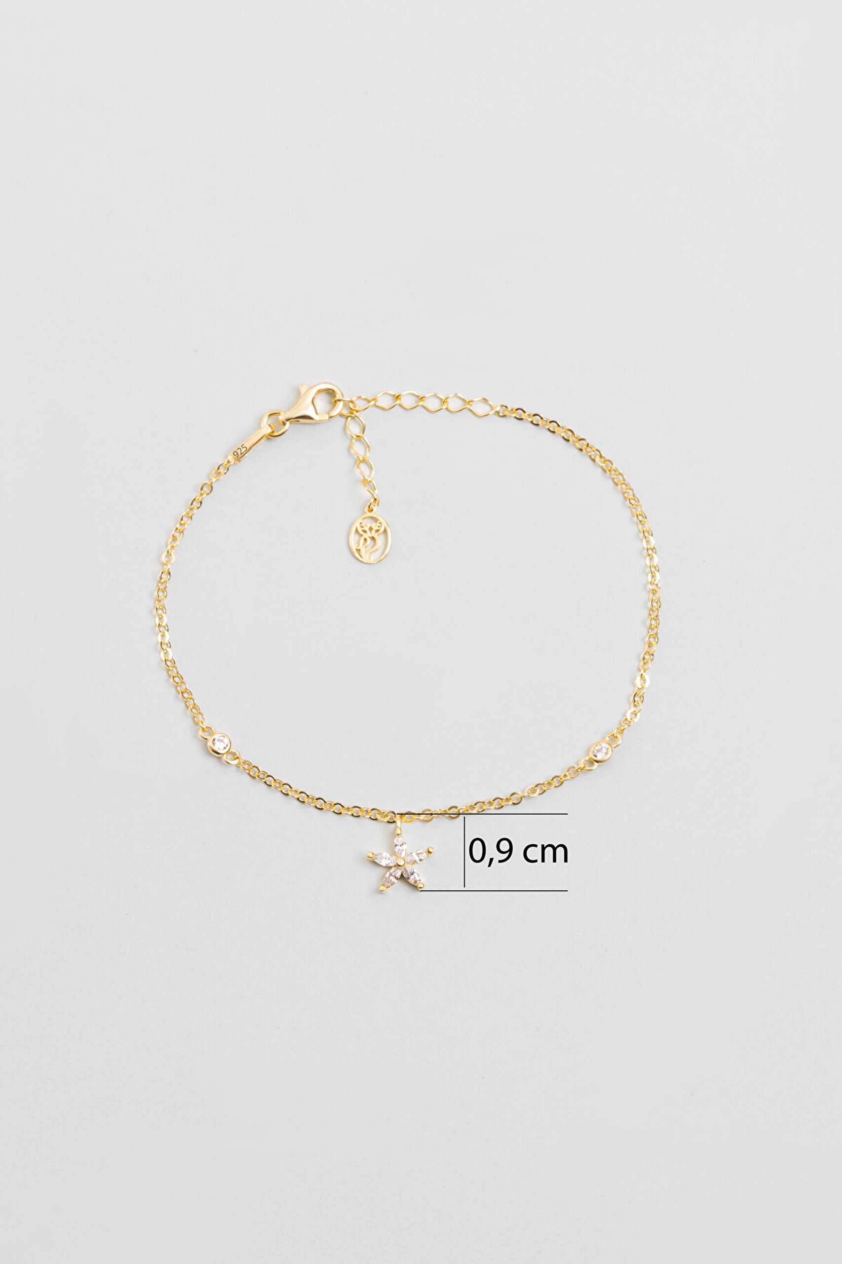 Müge Çiçeği 18 Ayar Sarı Altın Kaplama 19 Cm Gümüş Minimal Bileklik - 2