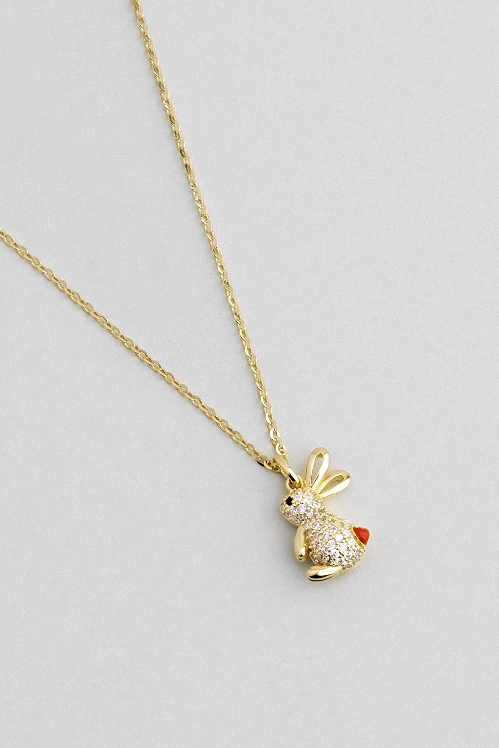 ⁠ Happy Bunny 18 Ayar Sarı Altın Kaplama 48 Cm Gümüş Minimal Kolye
_1}
