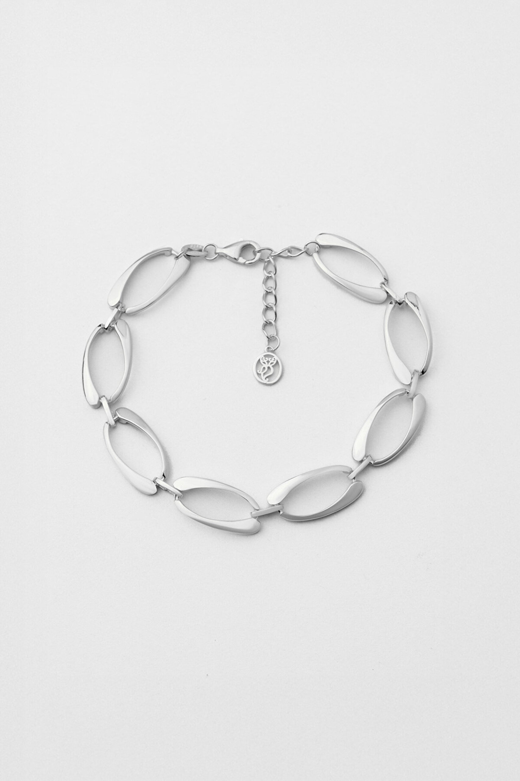 Klasik 18 Ayar Beyaz Altın Kaplama 20 Cm Gümüş Zincir Bileklik - 0