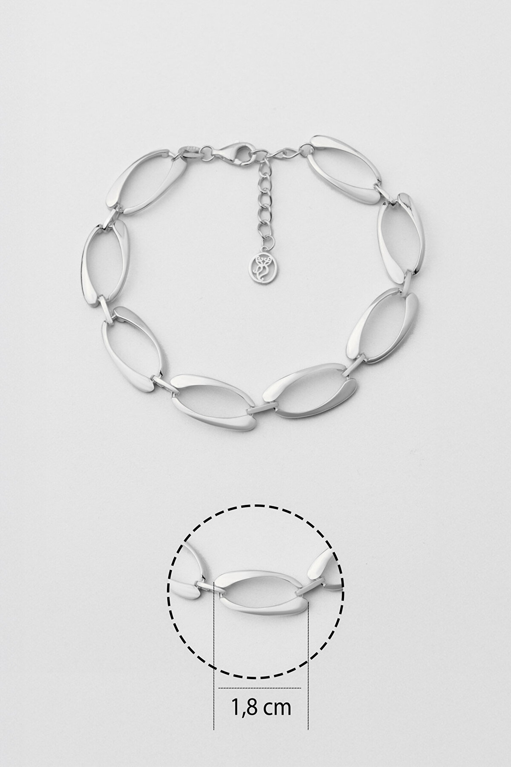 Klasik 18 Ayar Beyaz Altın Kaplama 20 Cm Gümüş Zincir Bileklik - 2