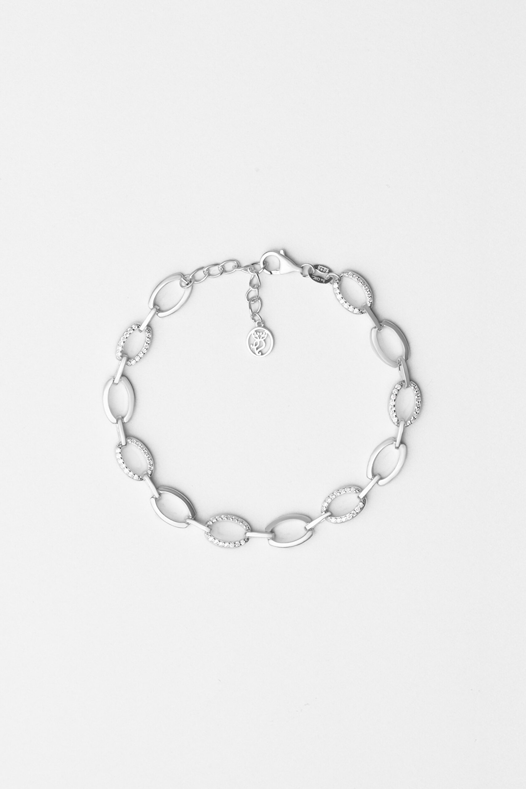 ⁠ Klasik 18 Ayar Beyaz Altın Kaplama 20 Cm Gümüş Zincir Bileklik_0}