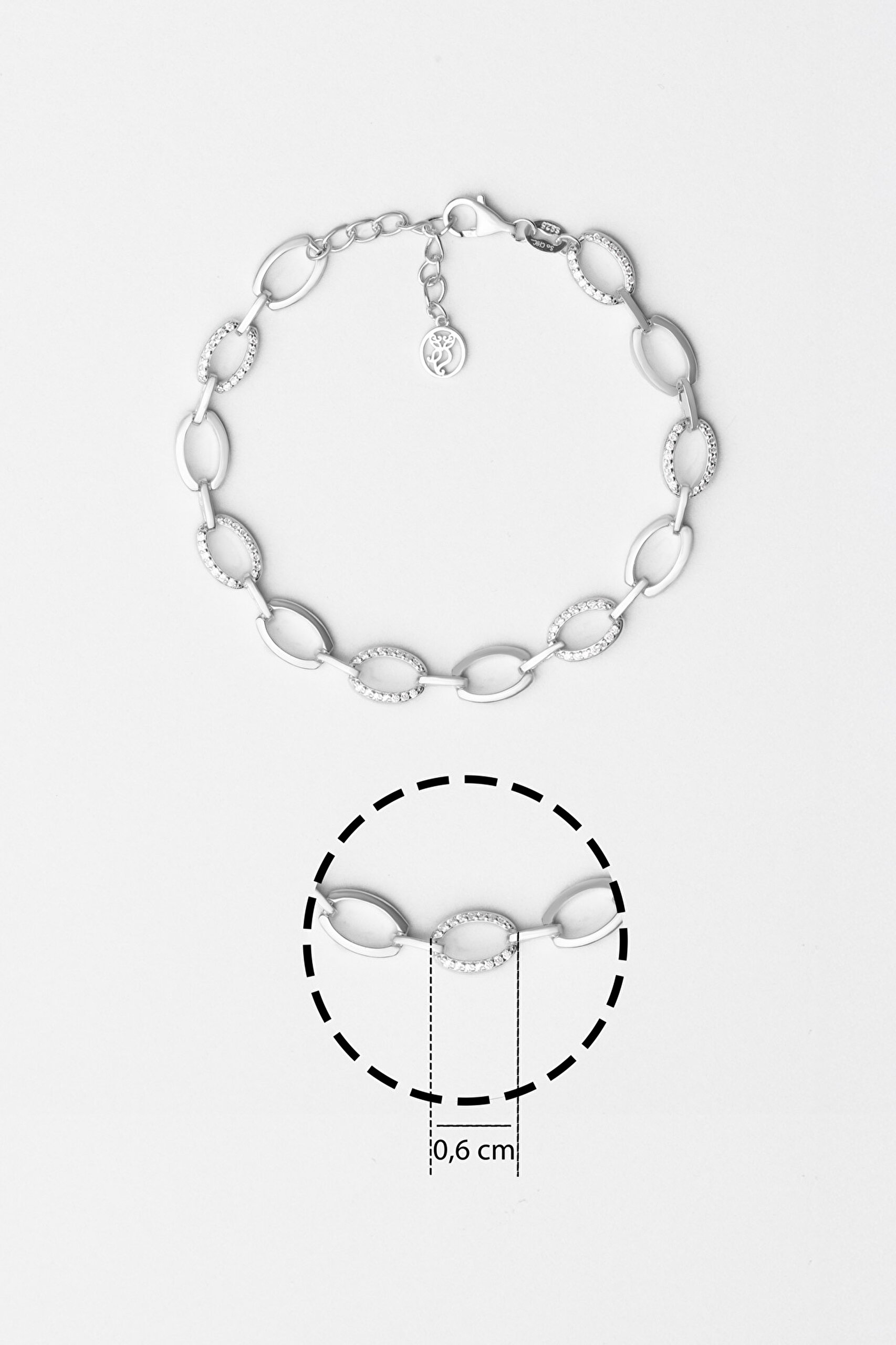 ⁠ Klasik 18 Ayar Beyaz Altın Kaplama 20 Cm Gümüş Zincir Bileklik_2}