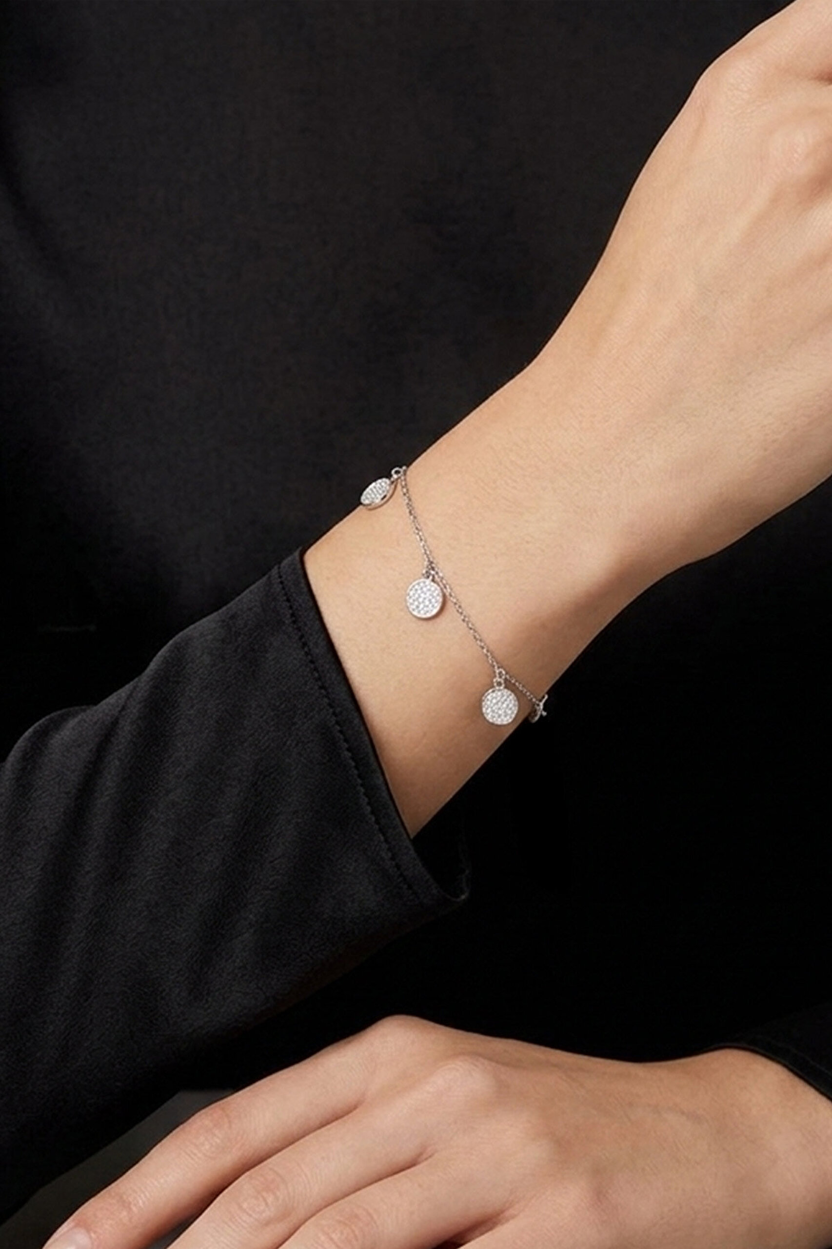 Minimal Tasarım 18 Ayar Beyaz Altın Kaplama 21 Cm Gümüş Bileklik - 1