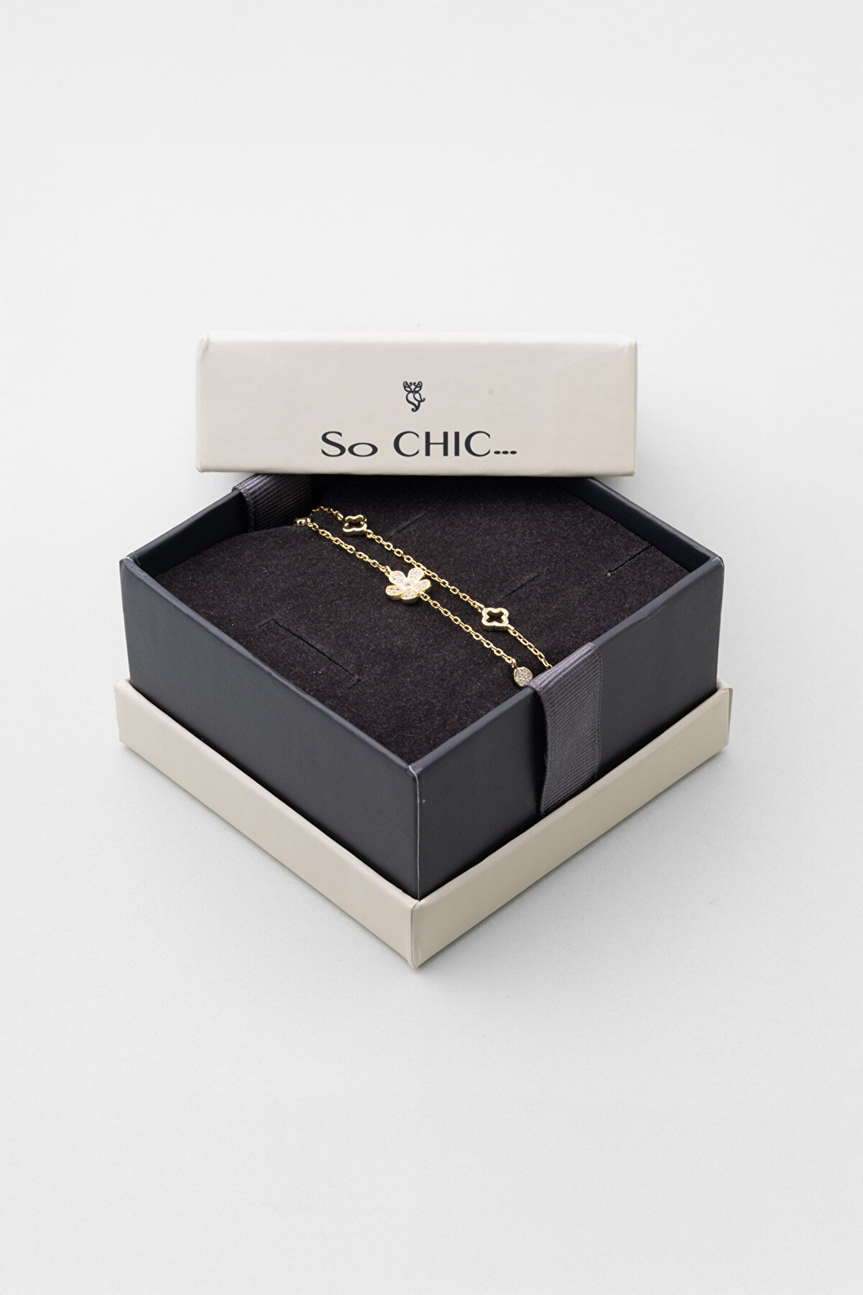 Minimal Çiçek 18 Ayar Sarı Altın Kaplama 19 Cm Gümüş Bileklik - 4