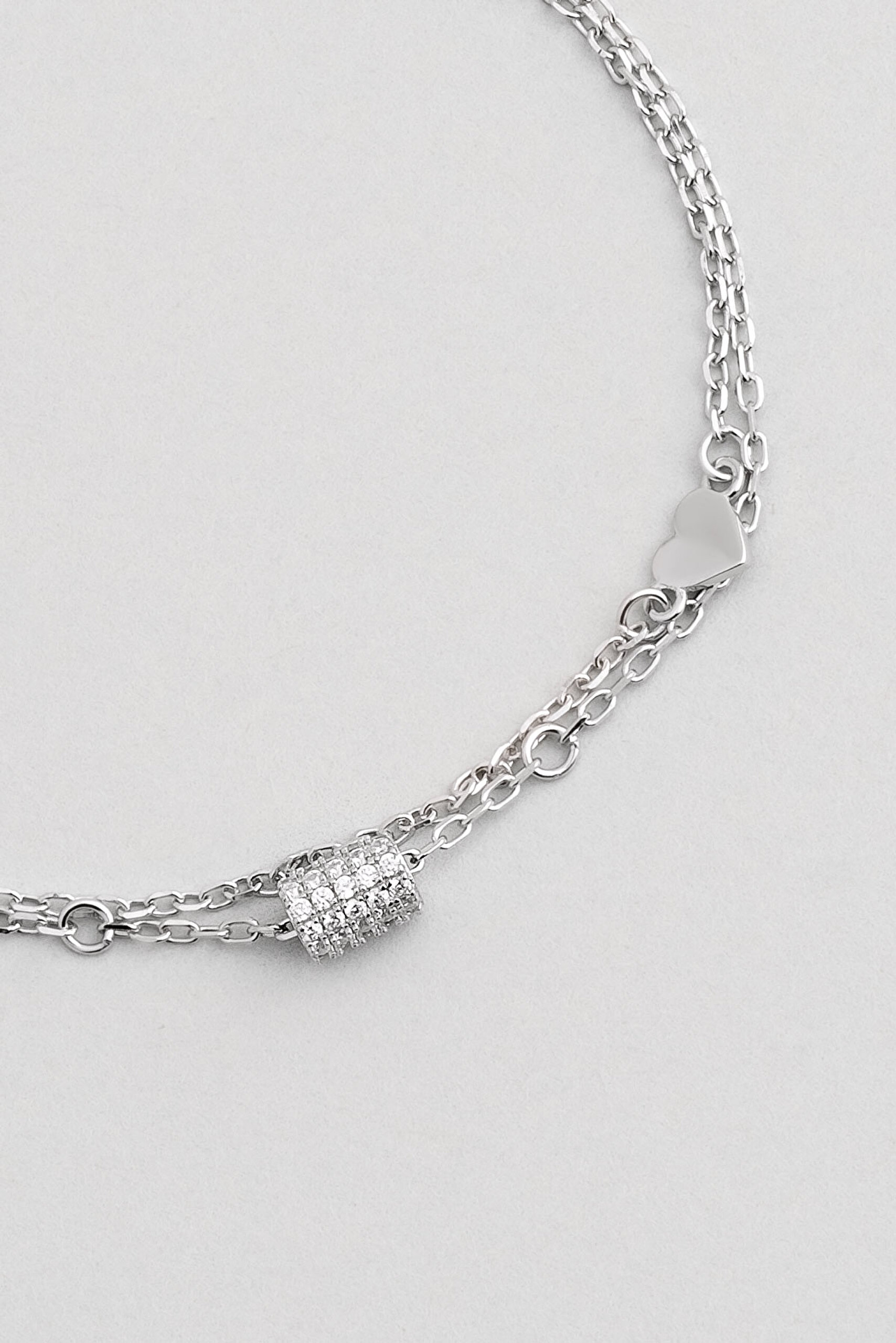 ⁠ Minimal Stil 18 Ayar Beyaz Altın Kaplama 19 Cm Gümüş İkili Bileklik_1}