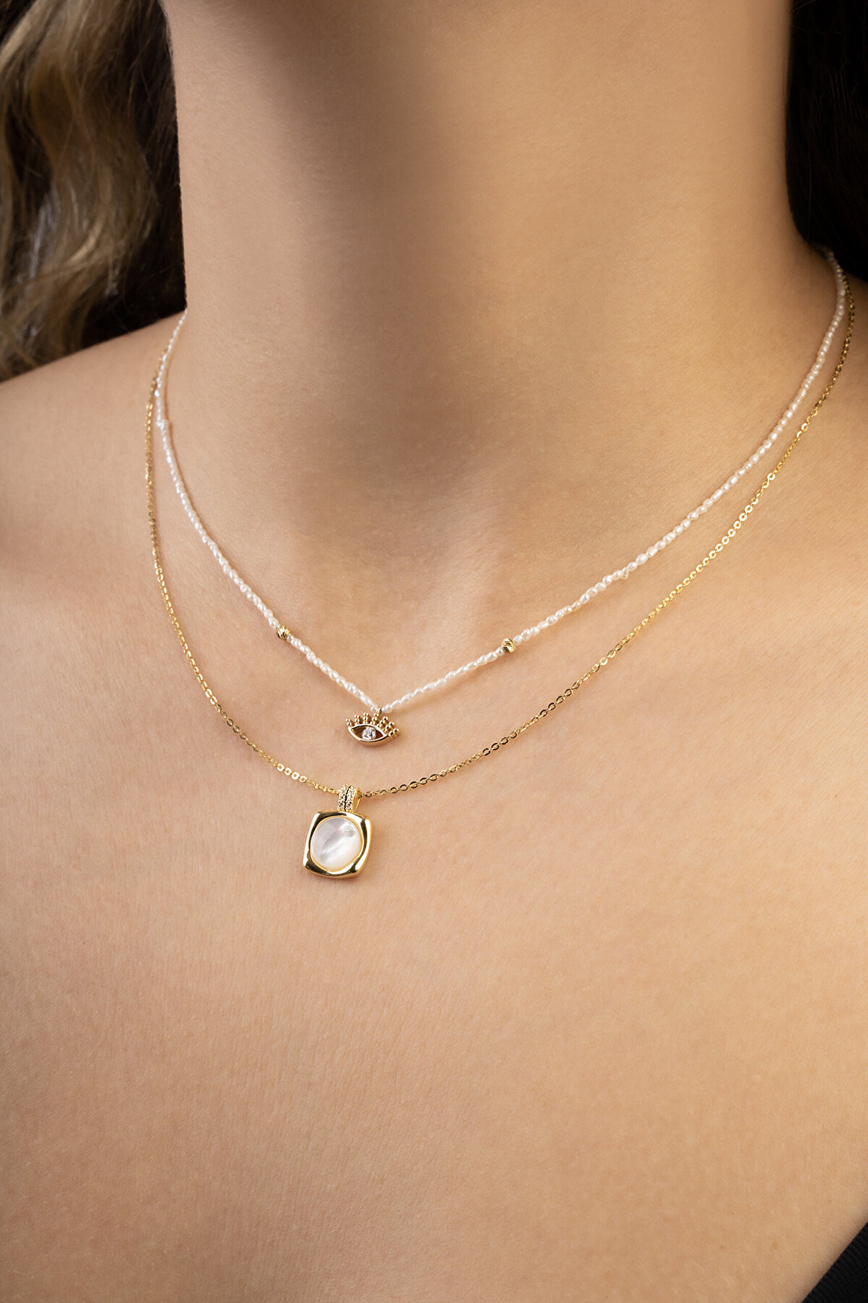 Vintage 18 Ayar Sarı Altın Kaplama 45 Cm Gümüş Minimal Kolye - 1