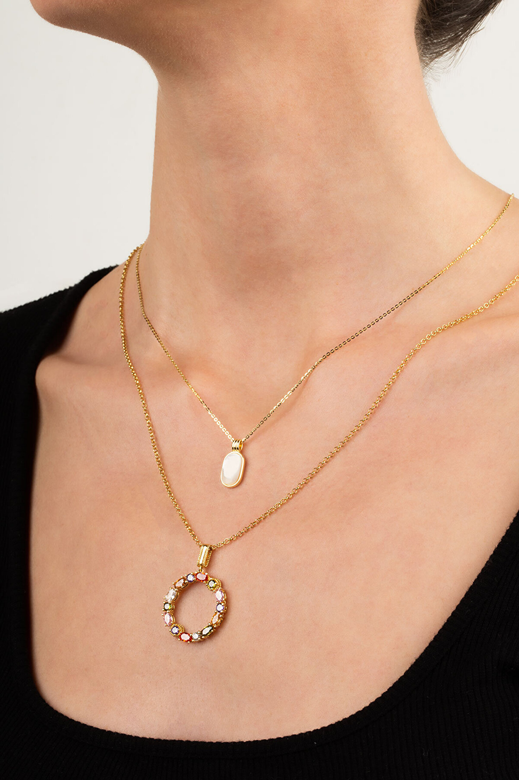 Hayal Aynası 18 Ayar Sarı Altın Kaplama 45 Cm Gümüş Minimal Kolye - 1