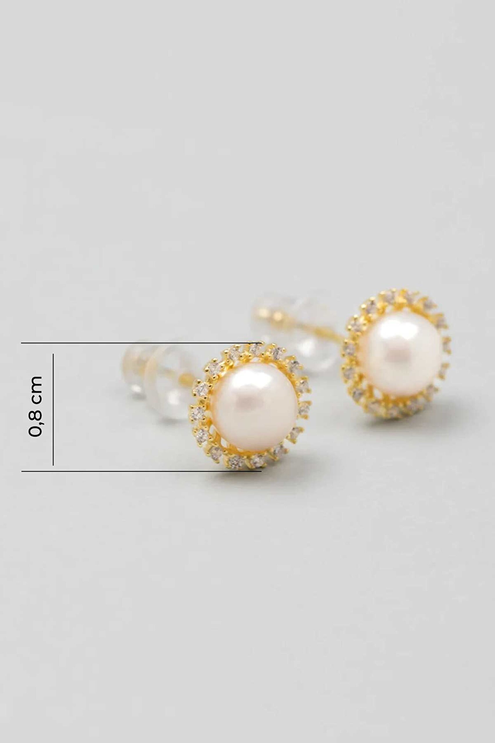 ⁠ İnci Taşlı 18 Ayar Sarı Altın Kaplama Gümüş Minimal Küpe_2}