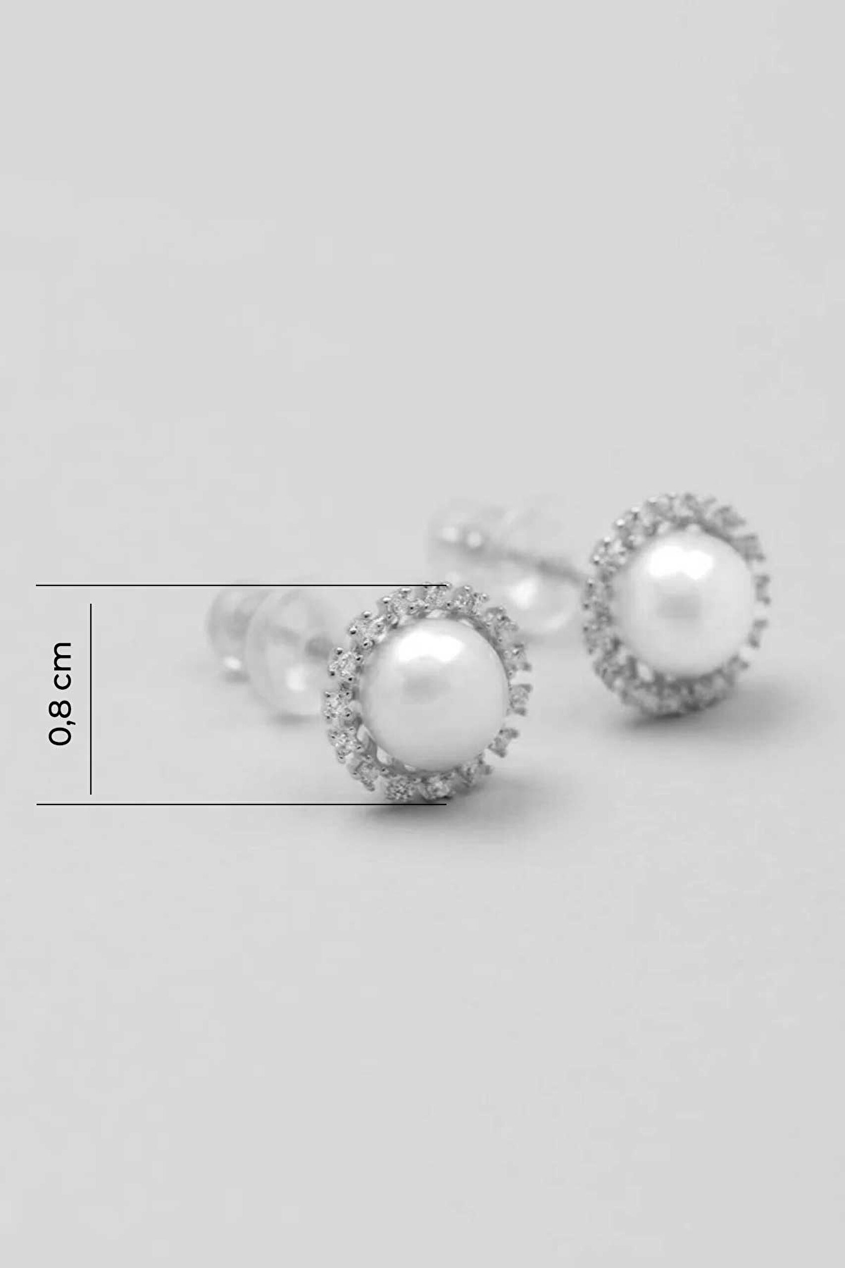 ⁠ İnci Taşlı 18 Ayar Beyaz Altın Kaplama Gümüş Minimal Küpe_2}