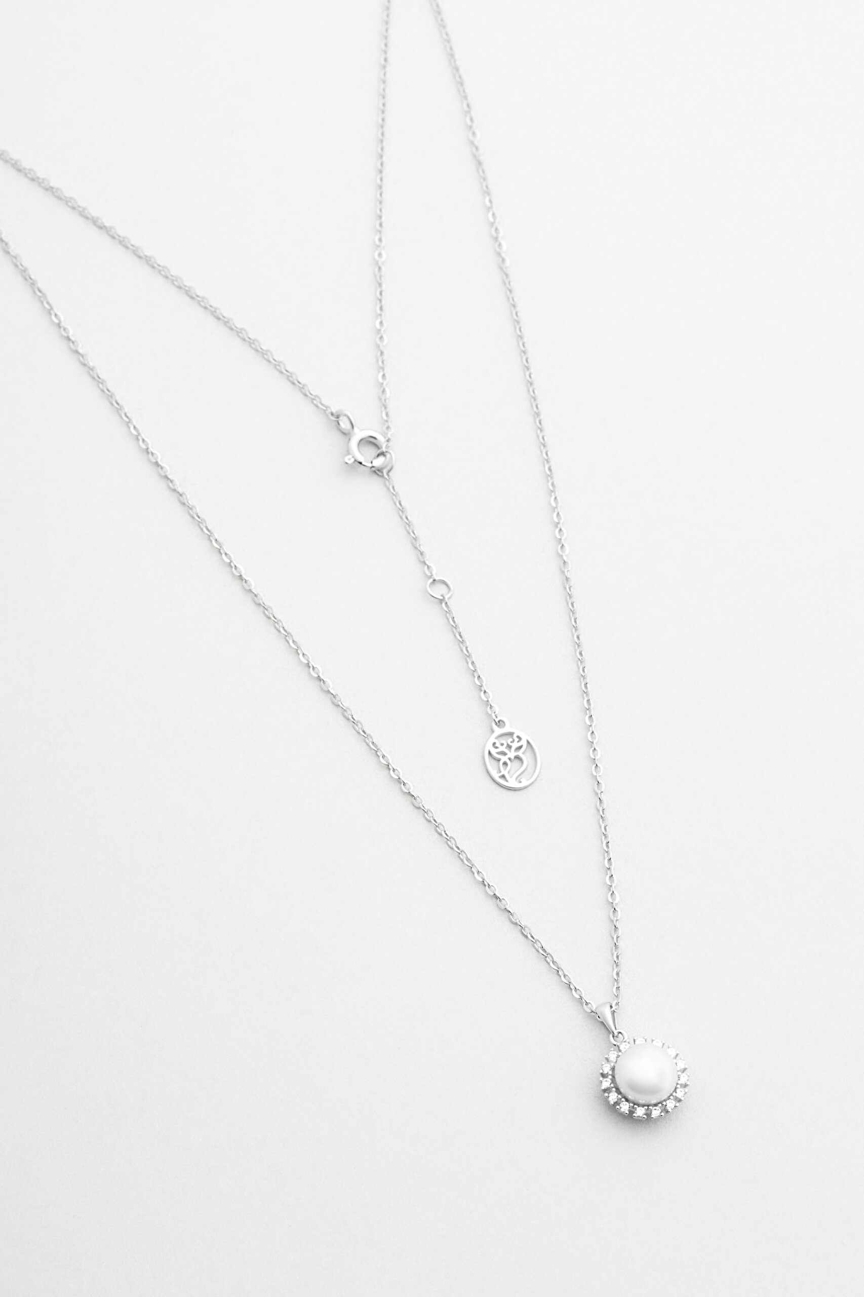 ⁠ Vintage İnci 18 Ayar Beyaz Altın Kaplama 45 Cm Gümüş Minimal Kolye_0}