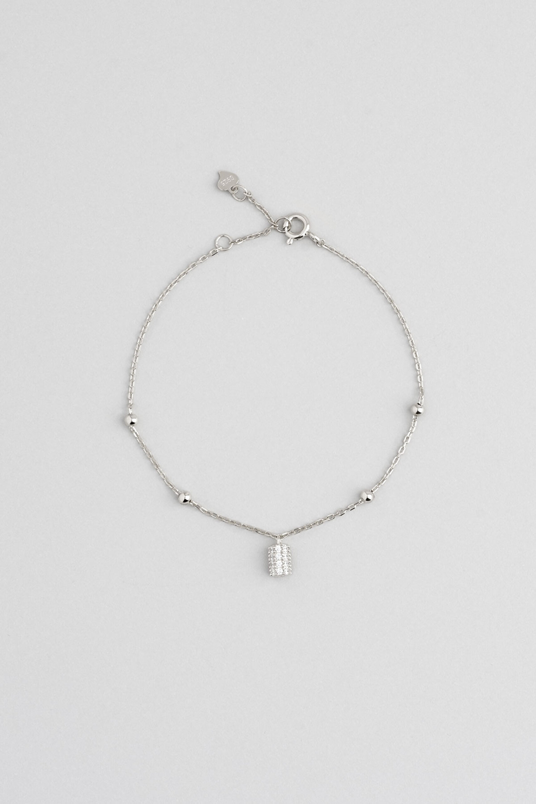 ⁠ Dorika Stil 18 Ayar Beyaz Altın Kaplama 18 Cm Gümüş Minimal Bileklik_0}