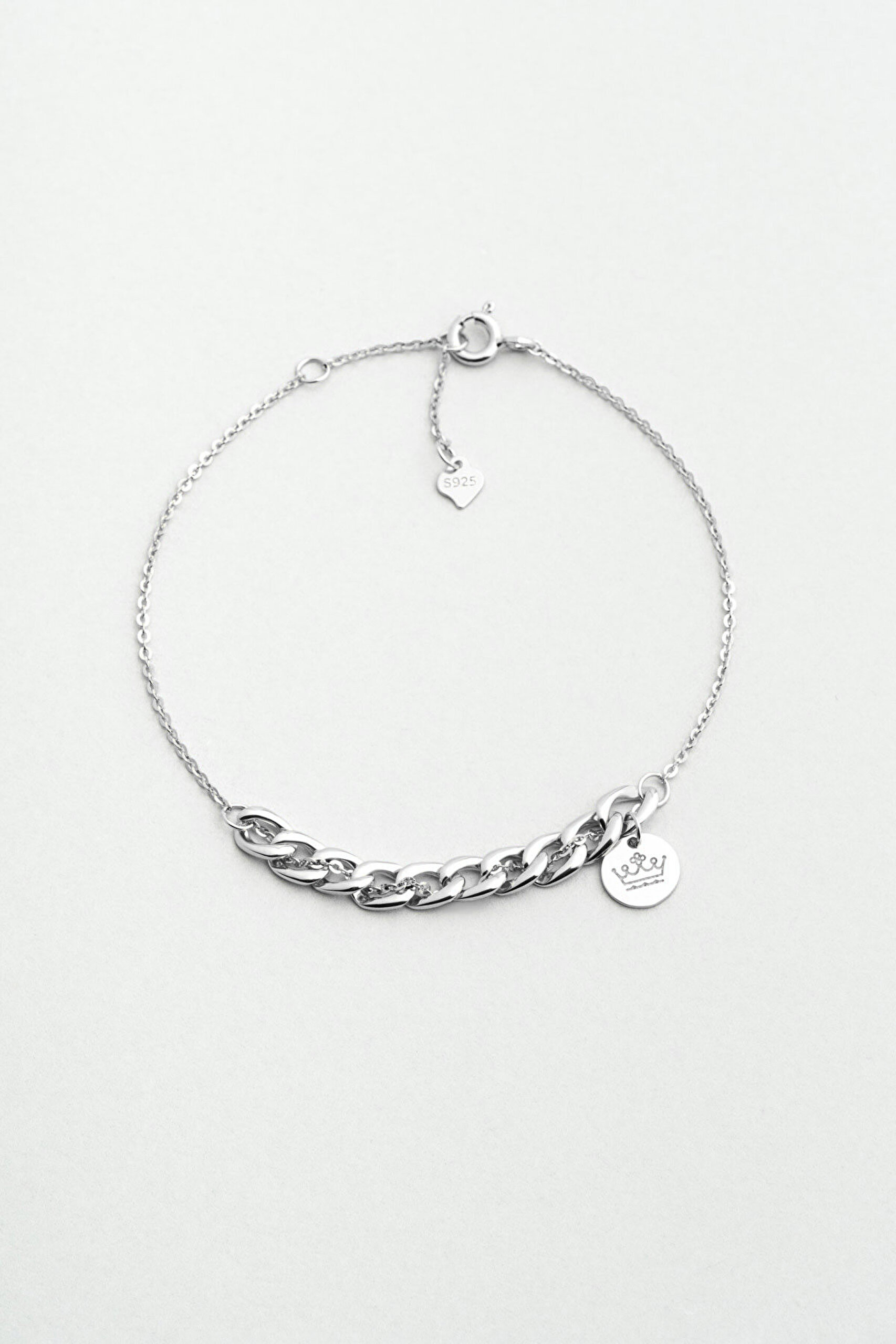 Bella 18 Ayar Beyaz Altın Kaplama 18 Cm Gümüş Bileklik - 0