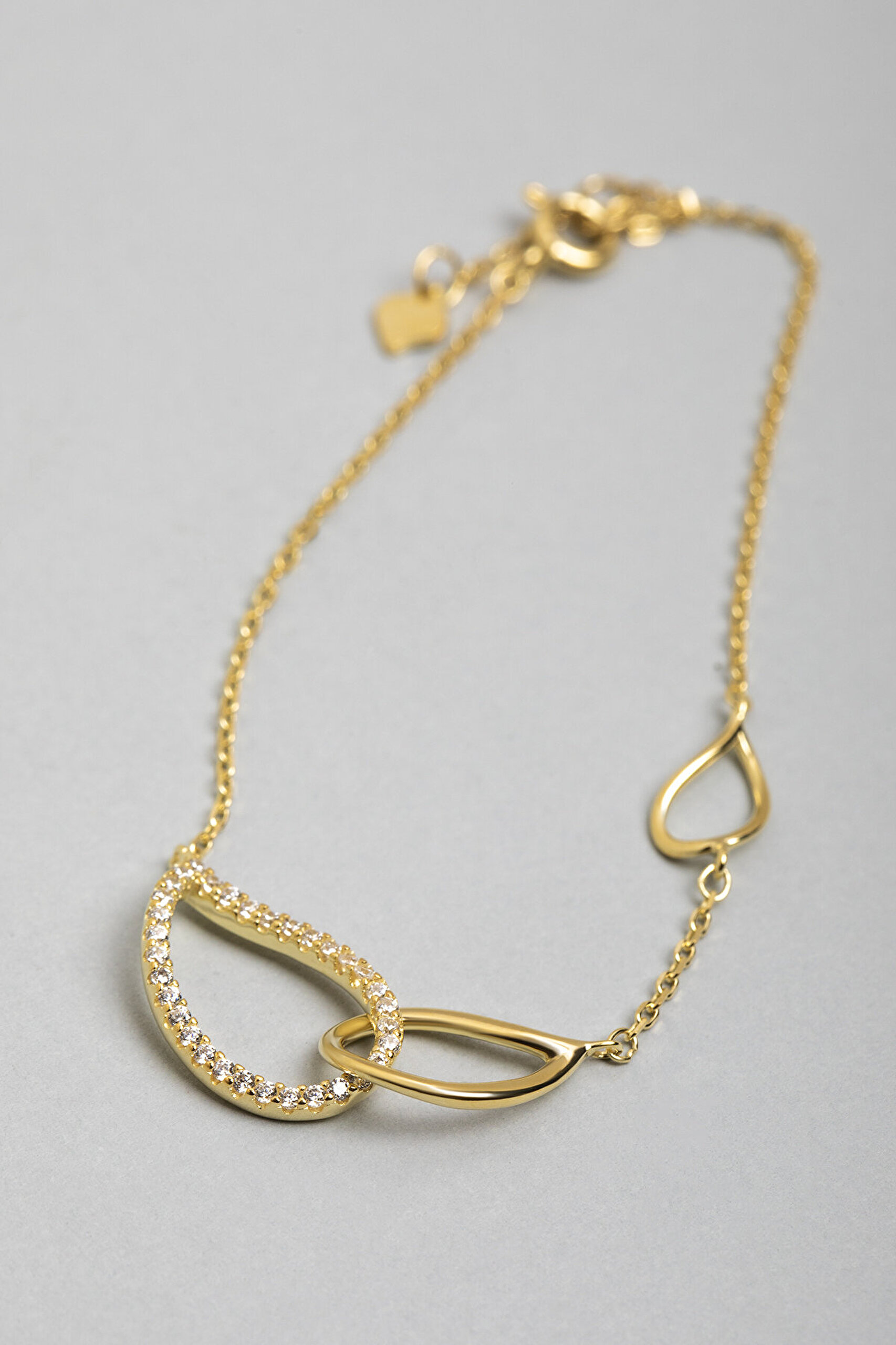 Minimal Tasarım 18 Ayar Sarı Altın Kaplama 18 Cm  Gümüş Zincir Bileklik - 0