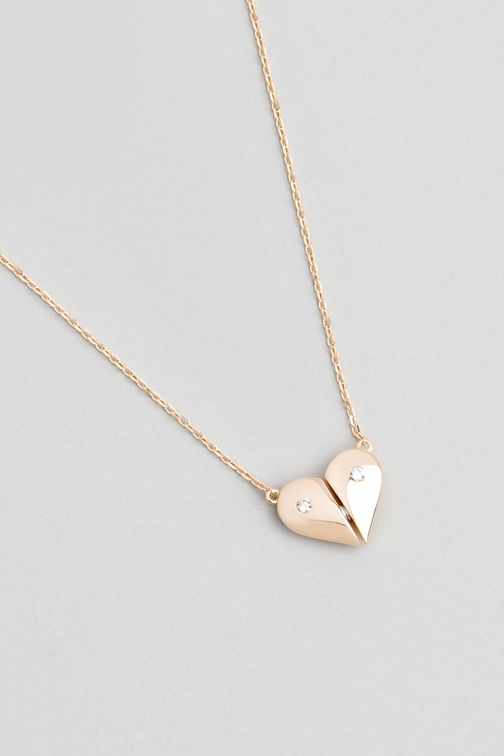 ⁠ Çift Desenli 18 Ayar Rose Altın Kaplama Gümüş Kalp Kolye_2}