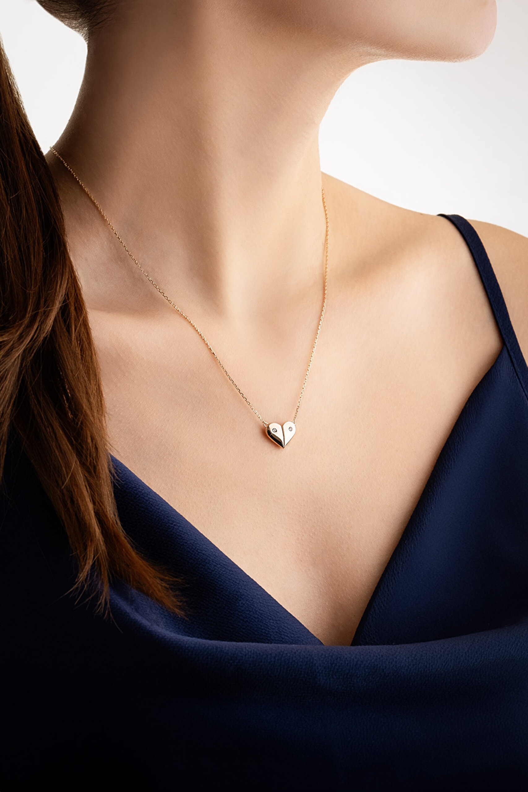 ⁠ Çift Desenli 18 Ayar Rose Altın Kaplama Gümüş Kalp Kolye_4}