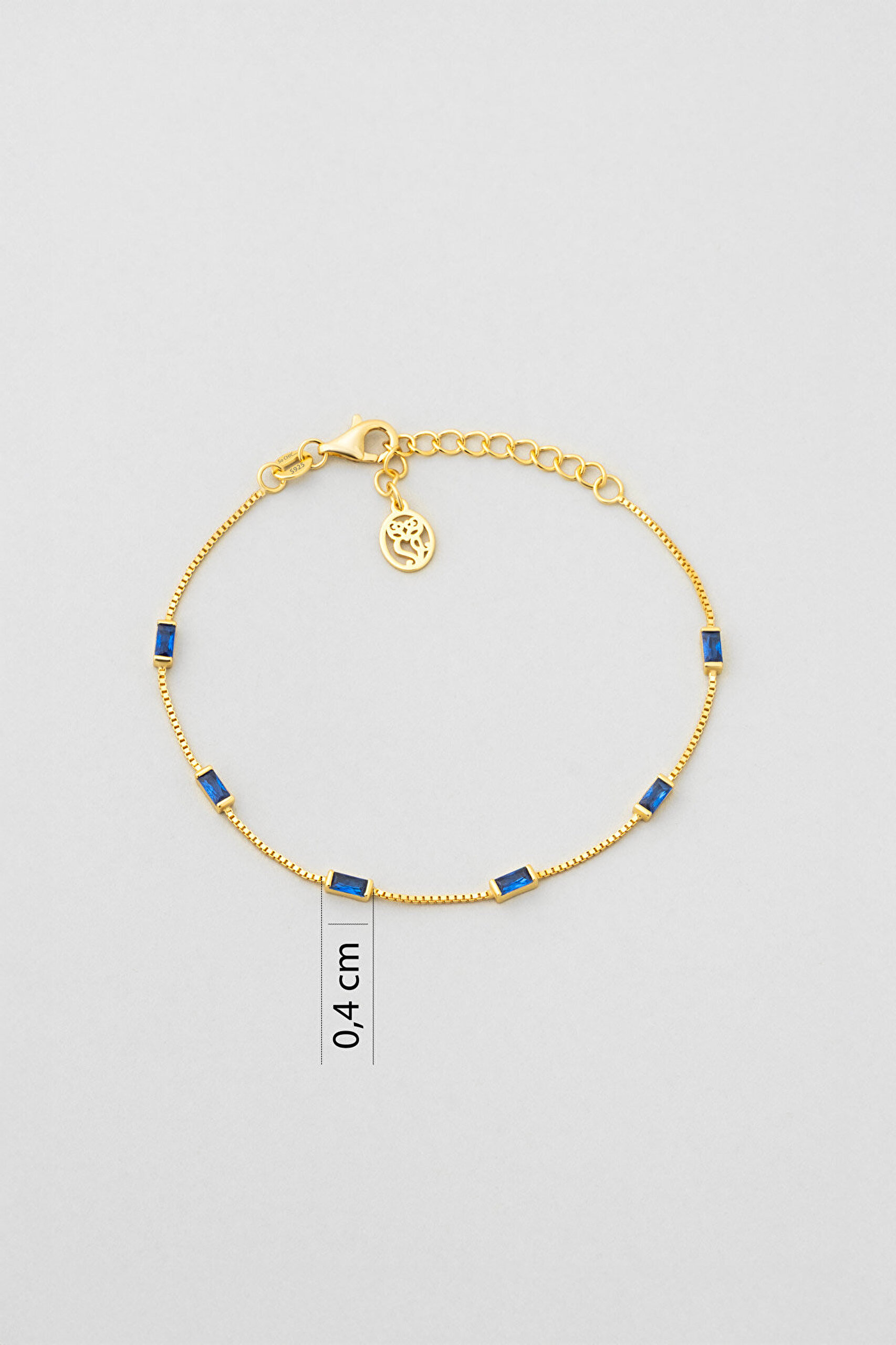 Renkli Taşlı 18 Ayar Sarı Altın Kaplama 19 Cm Gümüş Baget Bileklik - 2