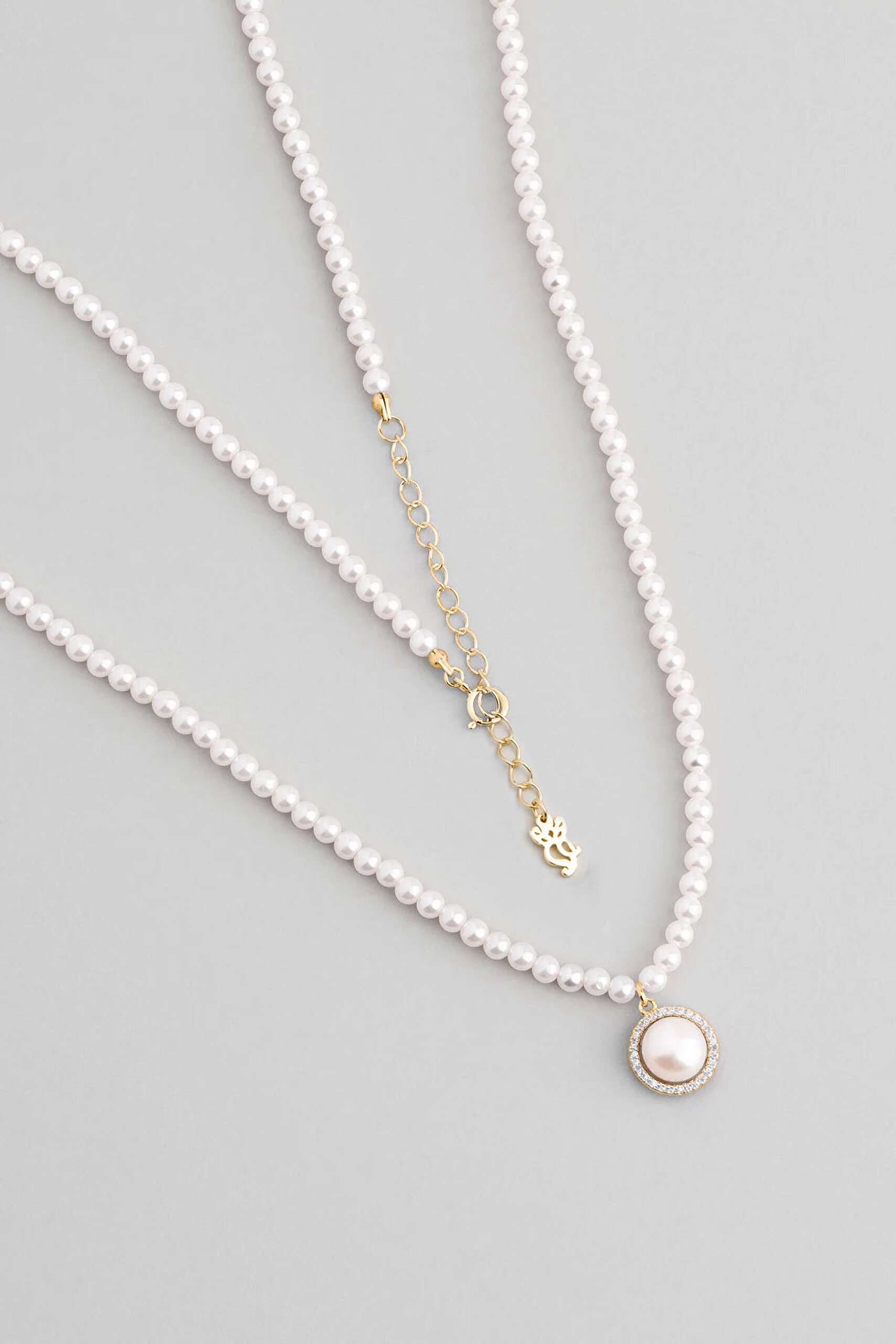 ⁠ Vintage İnci 18 Ayar Sarı Altın Kaplama 39 Cm  Gümüş Minimal Kolye_0}