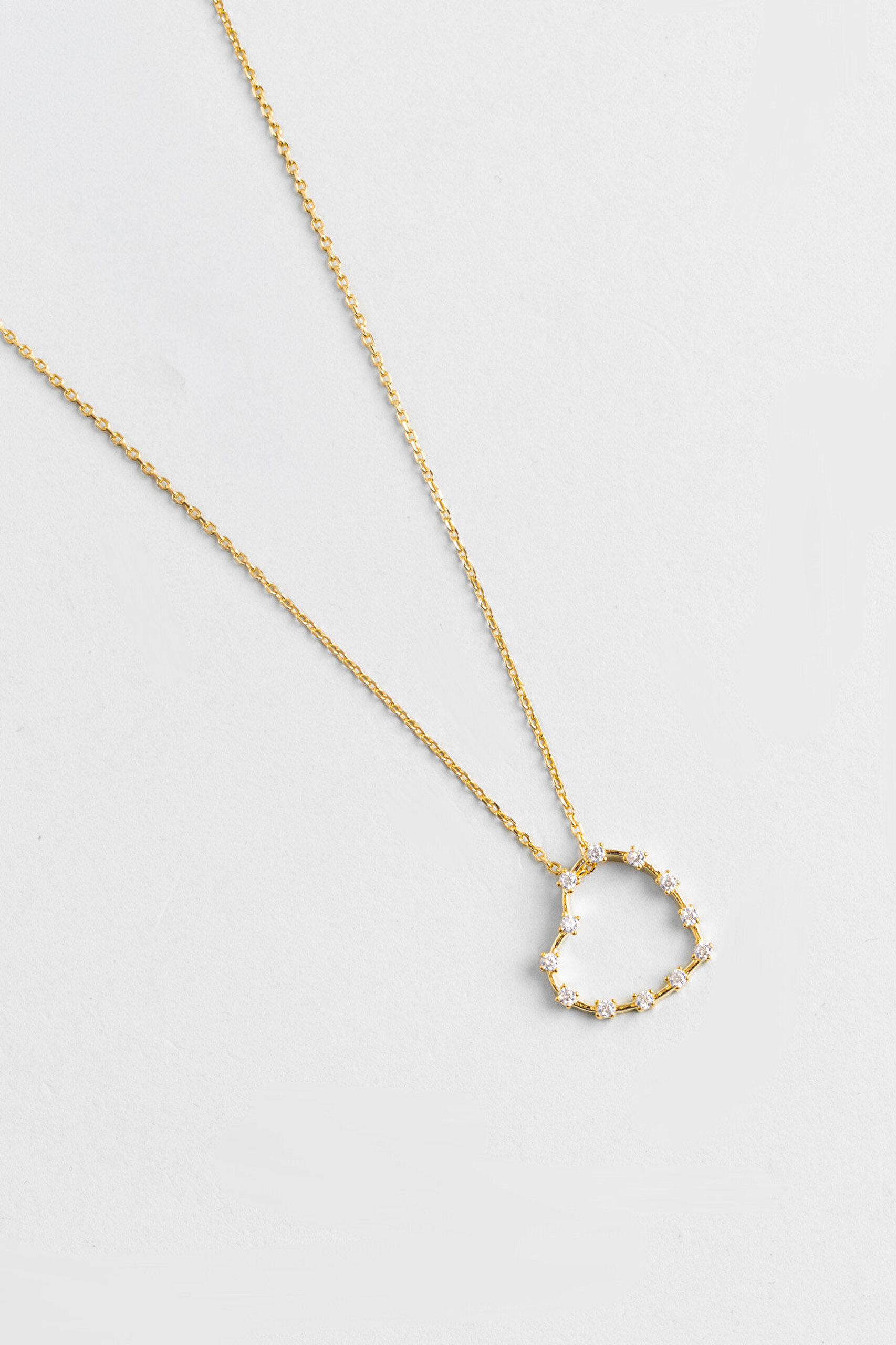 Love 18 Ayar Sarı Altın Kaplama 45 Cm Gümüş Kalp Kolye - 4