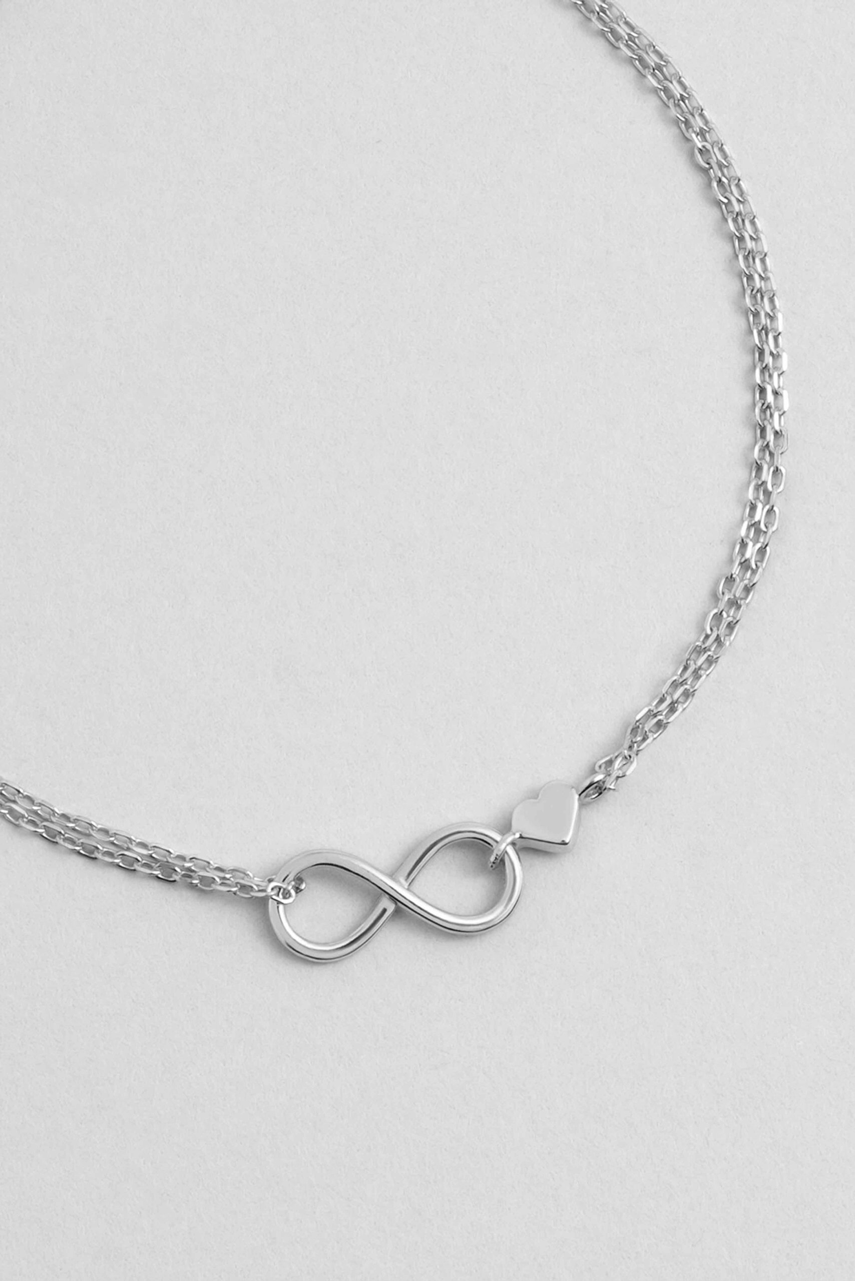 ⁠ Sonsuz Aşk 18 Ayar Beyaz Altın Kaplama 20 Cm Gümüş Minimal Bileklik_1}