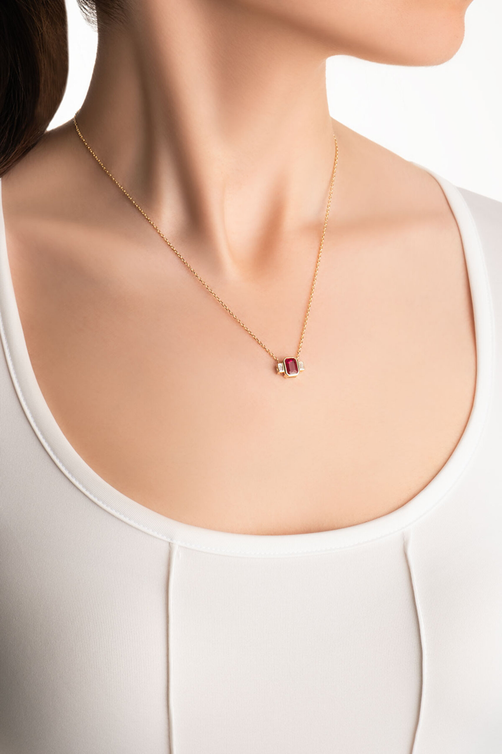 ⁠ Renklerin Büyüsü 18 Ayar Sarı Altın Kaplama 45 Cm Gümüş Baget Kolye_1}