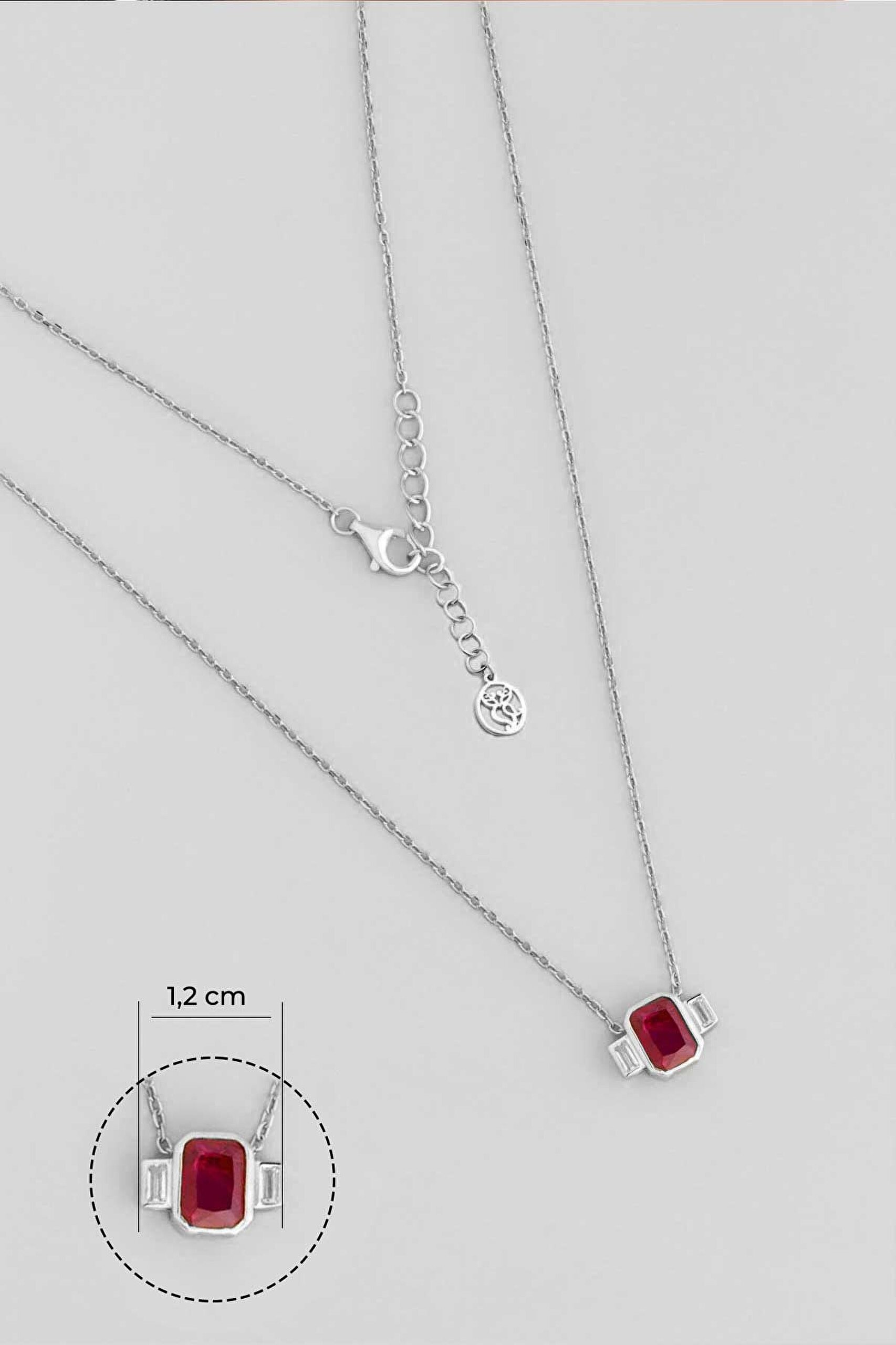 ⁠ Renklerin Büyüsü 18 Ayar Beyaz Altın Kaplama 45 Cm Gümüş Baget Kolye_2}