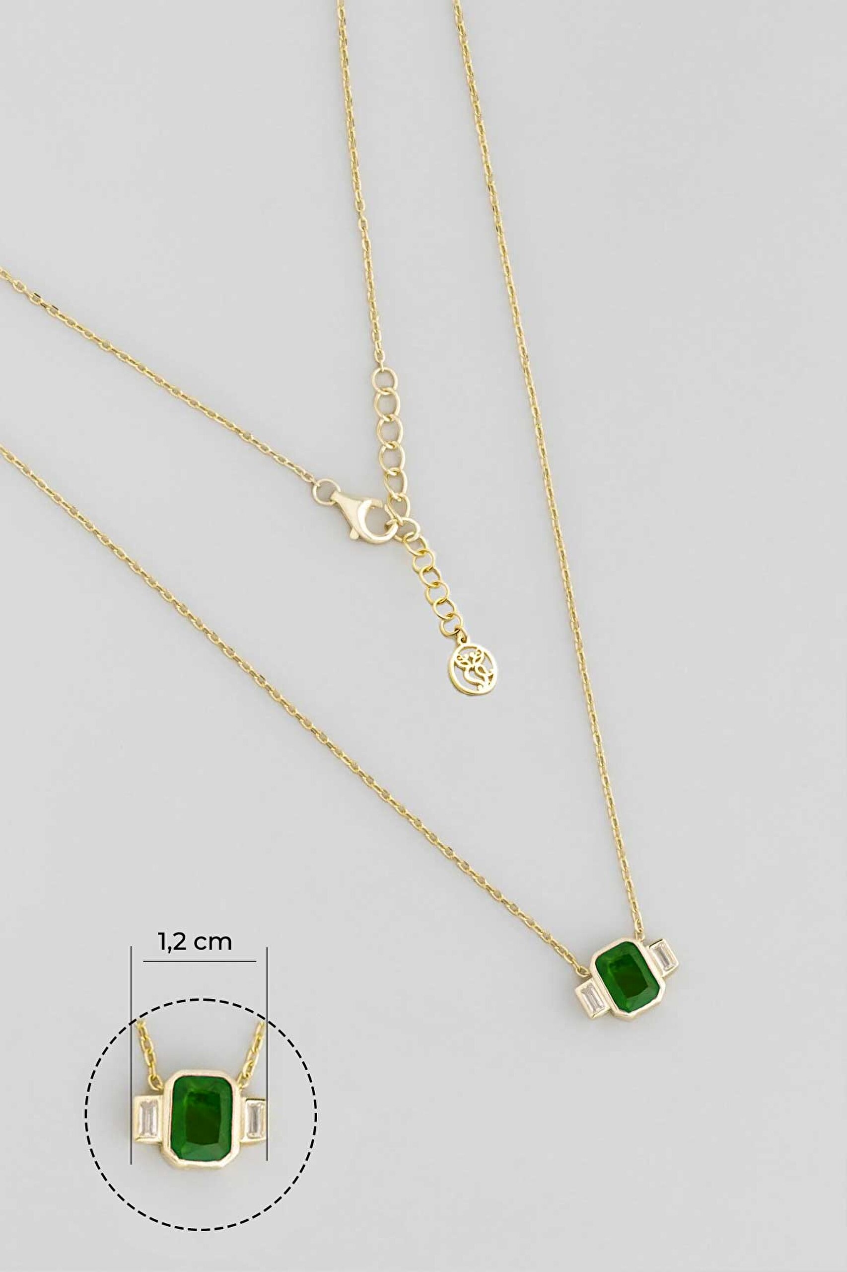 ⁠ Renklerin Büyüsü 18 Ayar Sarı Altın Kaplama 45 Cm Gümüş Baget Kolye_2}