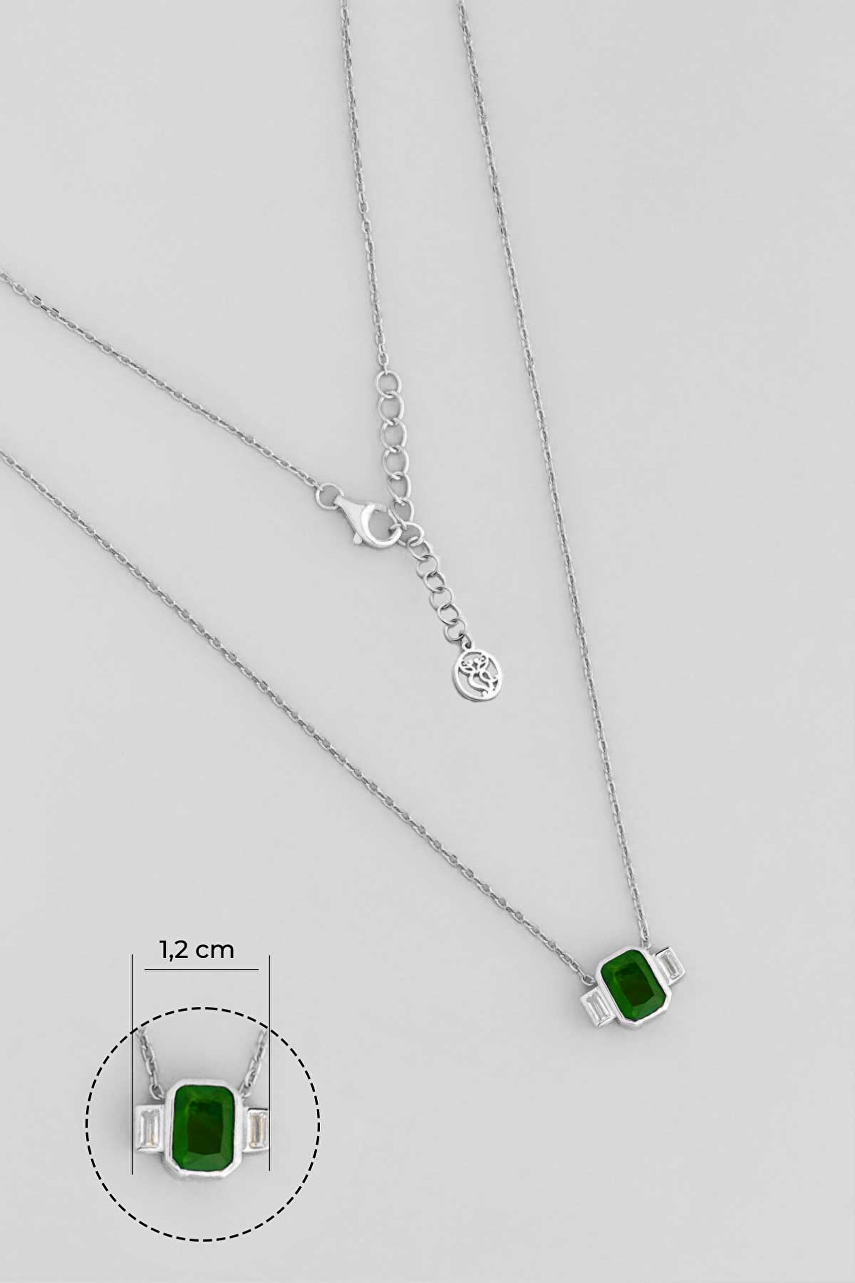 ⁠ Renklerin Büyüsü 18 Ayar Beyaz Altın Kaplama 45 Cm Gümüş Baget Kolye_2}