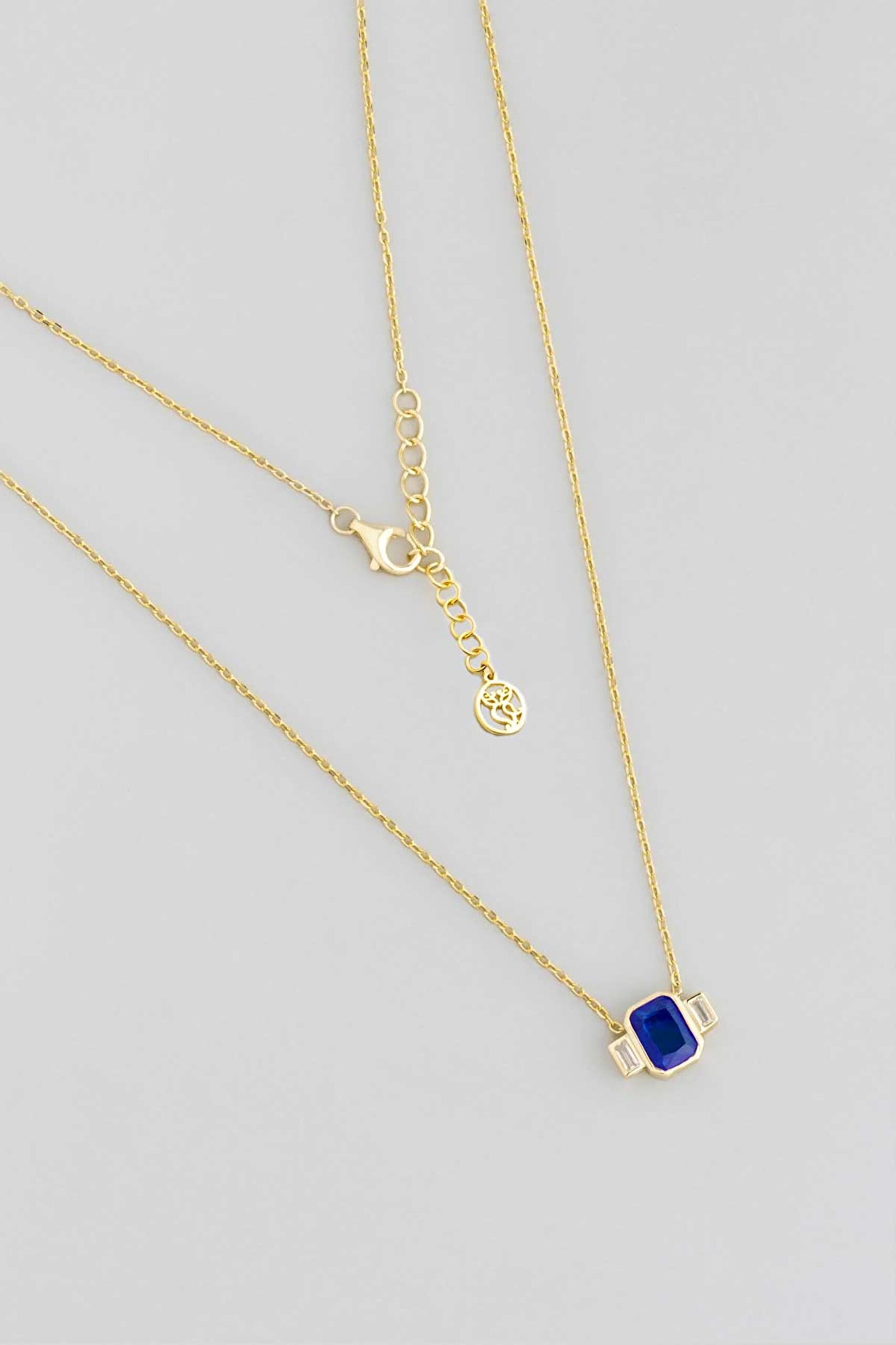 ⁠ Renklerin Büyüsü 18 Ayar Sarı Altın Kaplama 45 Cm Gümüş Baget Kolye_0}