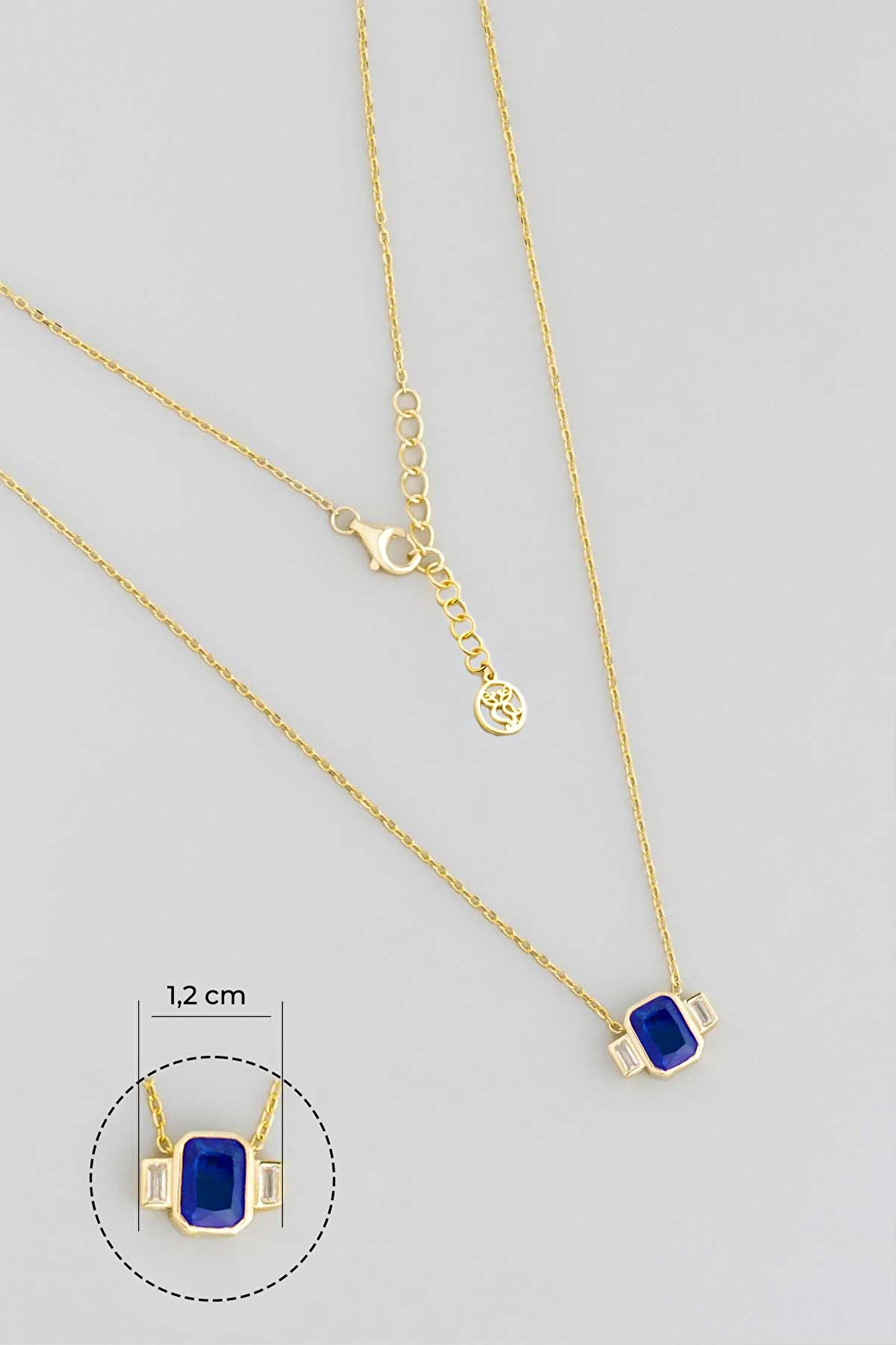 ⁠ Renklerin Büyüsü 18 Ayar Sarı Altın Kaplama 45 Cm Gümüş Baget Kolye_2}